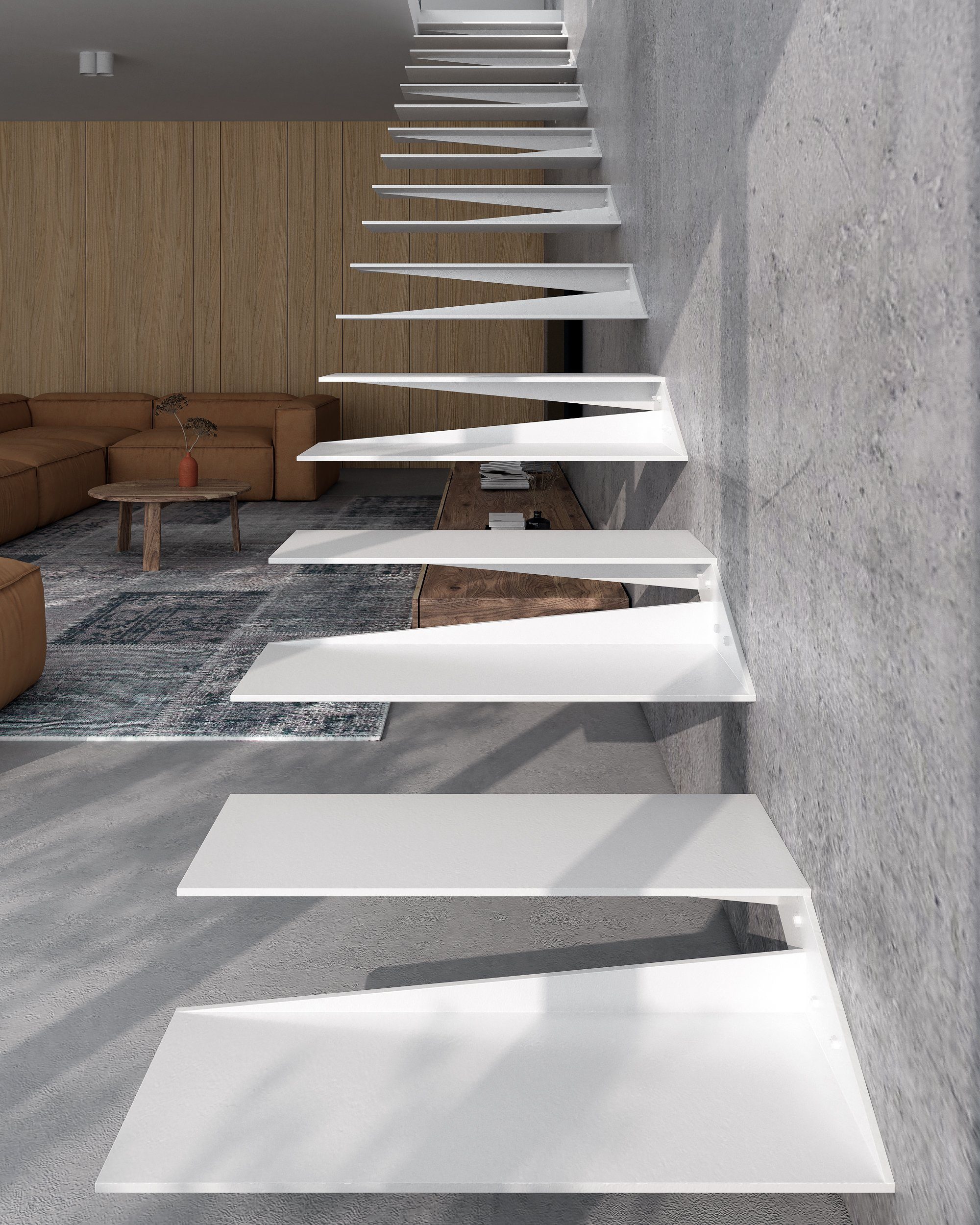 CHYRKA Treppenstufe Schwebetreppe Kragarmtreppe Stahltreppe 2in1 Treppenrahmen ST01 Rechts