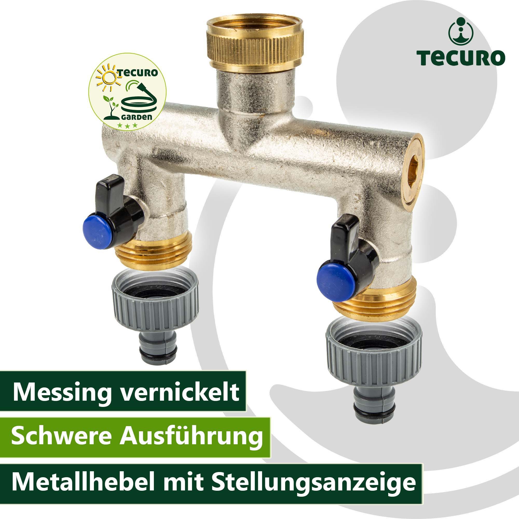 Thumbnail - tecuro Bewässerungssystem 2-Wege Verteilerstück 1 Zoll (DN 20) mit Steckkupplung, absperrbar