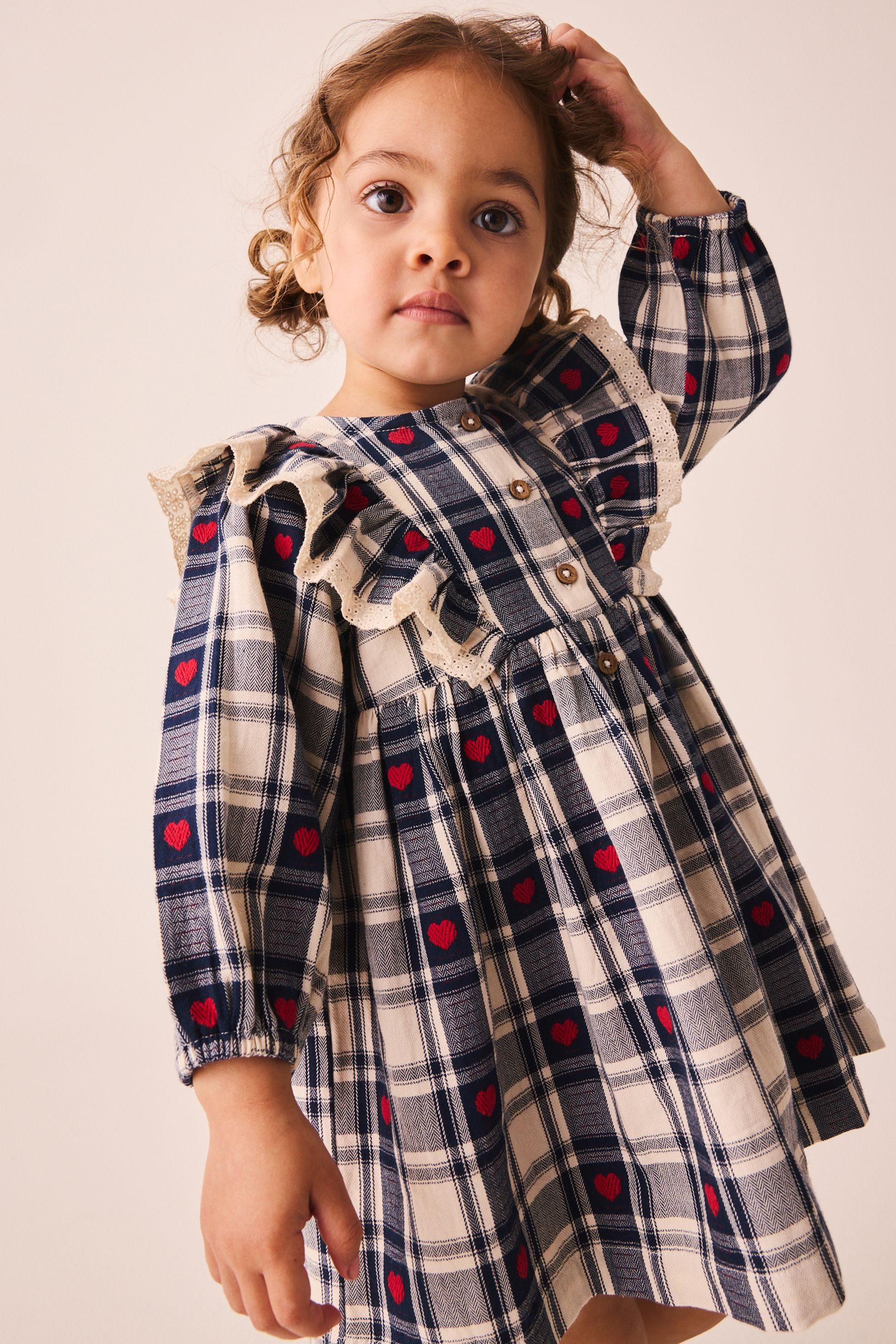 Next Blusenkleid Kleid mit langen Ärmeln und Rüschenkragen (1-tlg) – Bild 4 von 5
