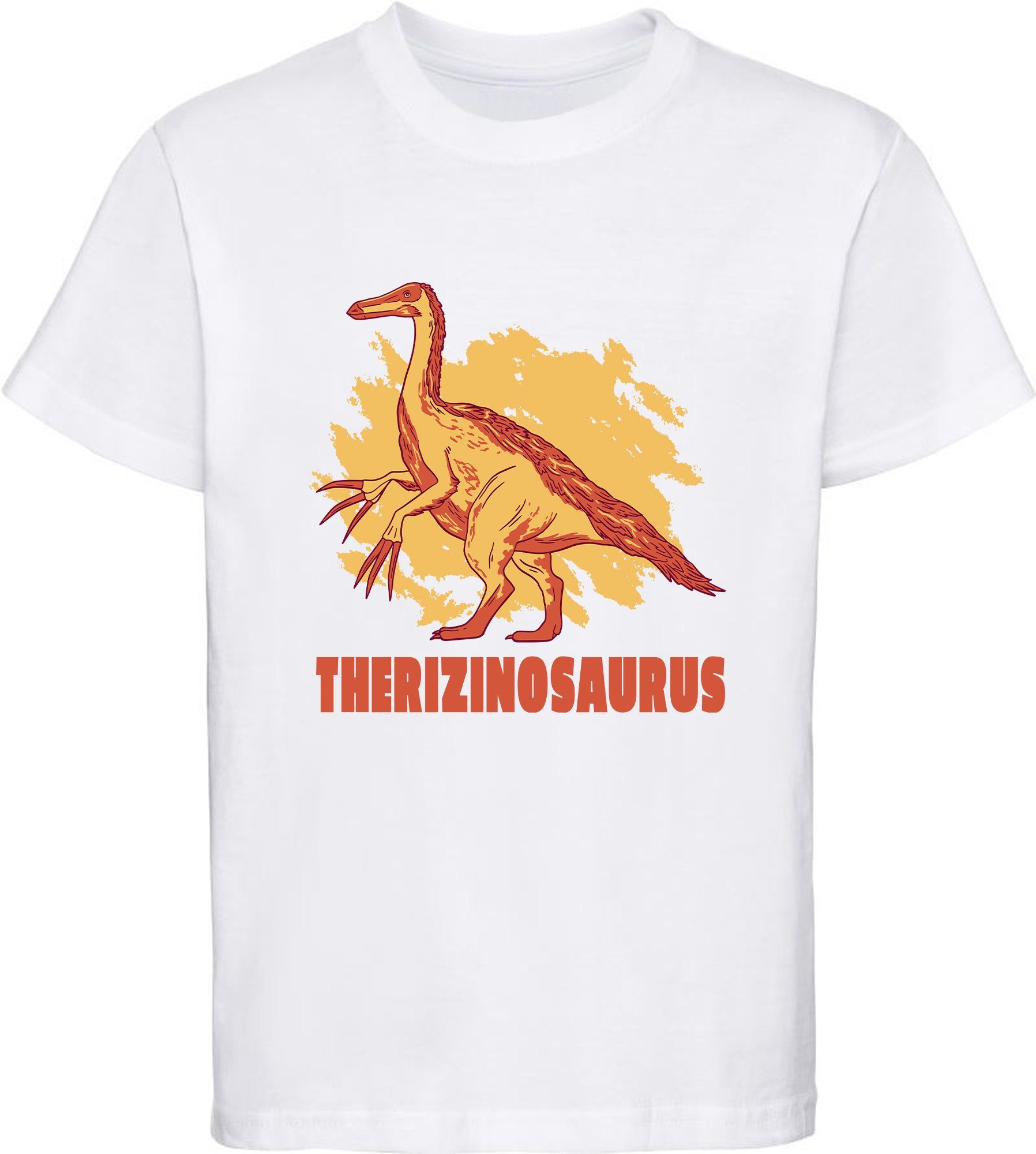 weiß, rot, T-Shirt Kinder blau, schwarz, Print-Shirt i87 weiss Therizinosaurus MyDesign24 mit bedrucktes Baumwollshirt mit Dino,