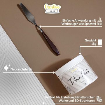 Creative Deco Malpaste Strukturpaste 1 kg Weiße Spachtelmasse für Acrylmalerei Modellierpaste