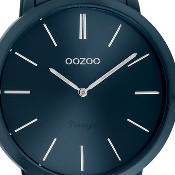 OOZOO Quarzuhr Oozoo Damen Armbanduhr blau Analog, Damenuhr rund, mittel (ca. 34mm) Edelstahlarmband, Fashion-Style