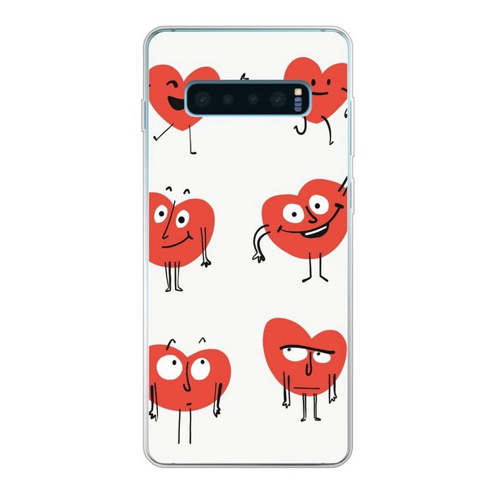 MuchoWow Handyhülle Eine Illustration von neun Herzen mit Emotionen Phone Case Handyhülle Samsung Galaxy S10 Lite Silikon Schutzhülle