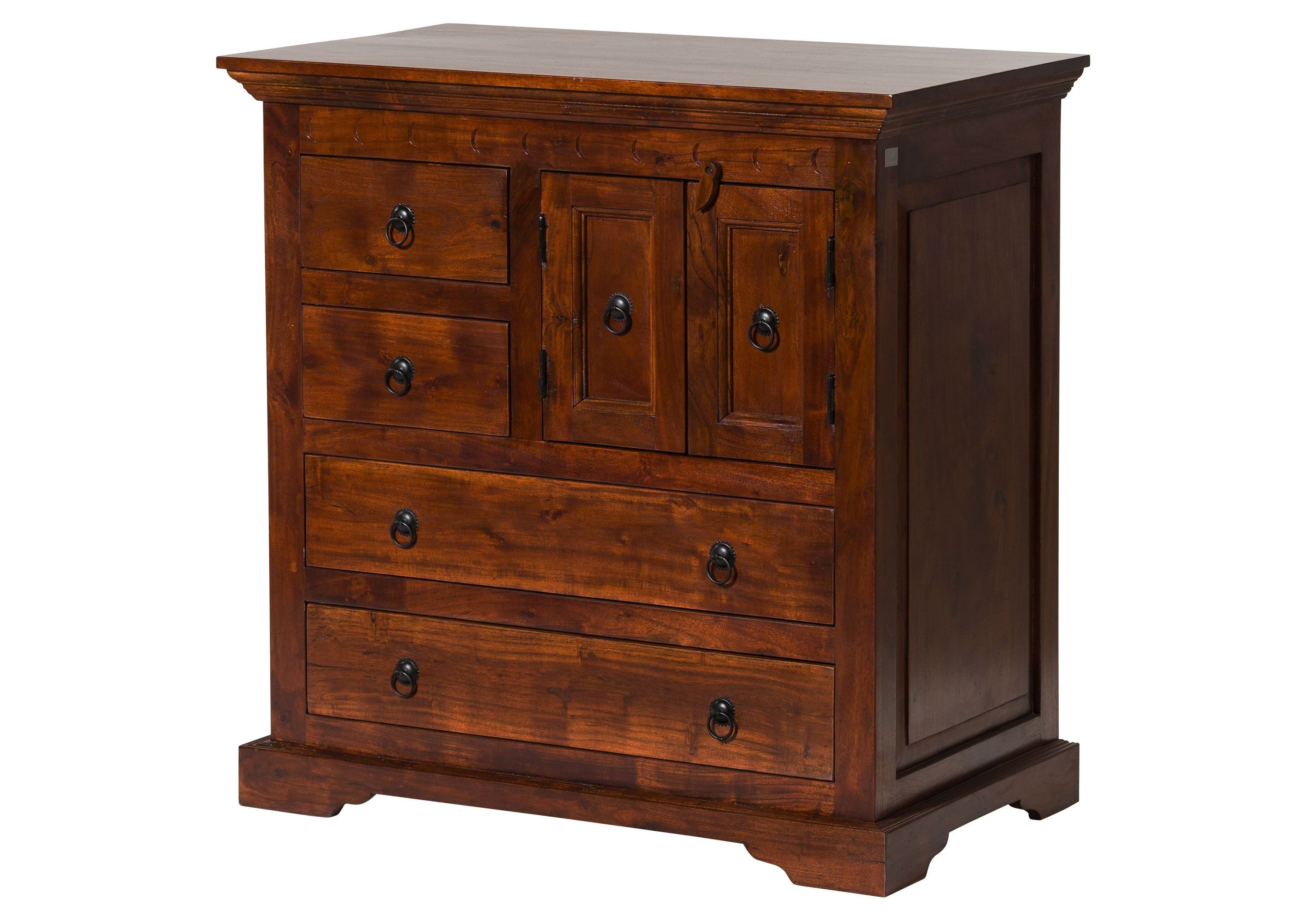 Massivmoebel24 Kommode OXFORD Akazie Massivholz dunkelbraun (Massivholz montiert 52 kg OXFORD #446), Akazie 87x50x87 cm (BxTxH) dunkelbraun lackiert