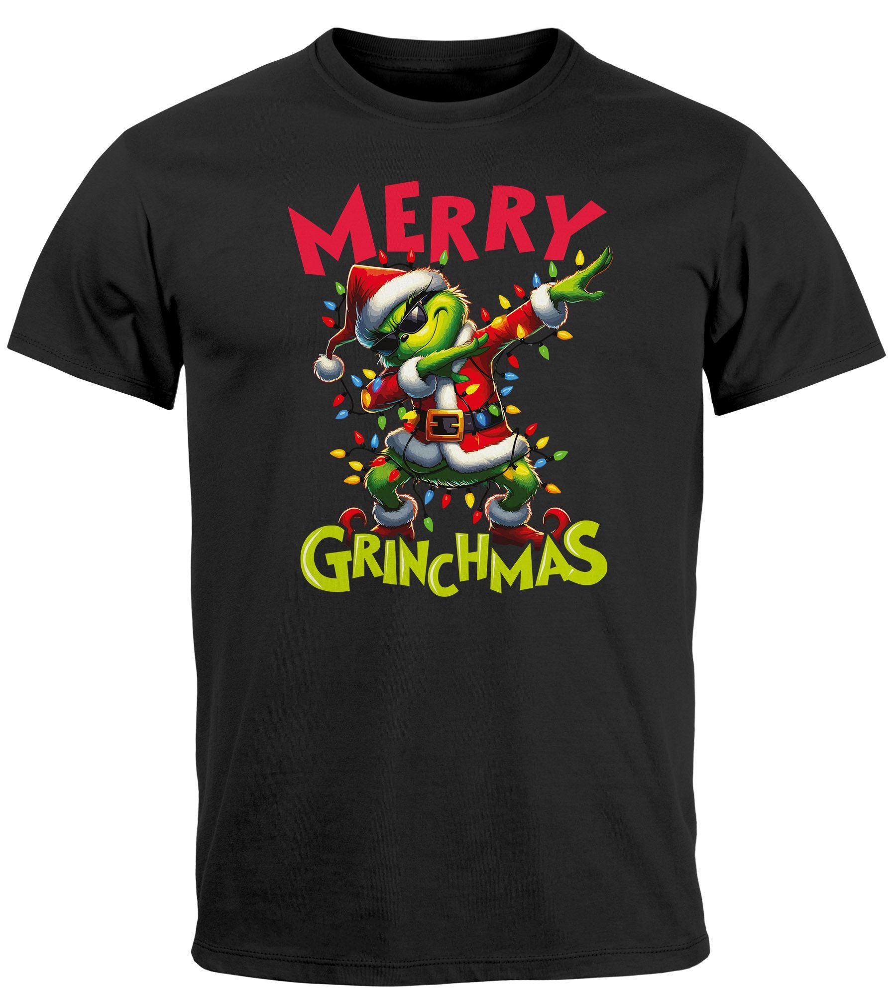 Print-Shirt Herren T-Shirt Weihnachten Weihnachtsshirt Dabbing Grinch
