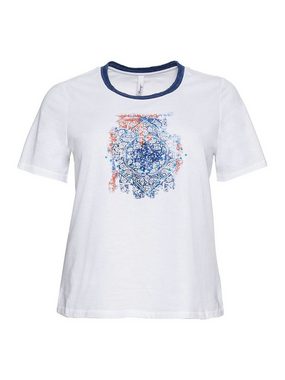 Sheego T-Shirt Große Größen mit Effektgarn am Ausschnitt und modischem Frontdruck