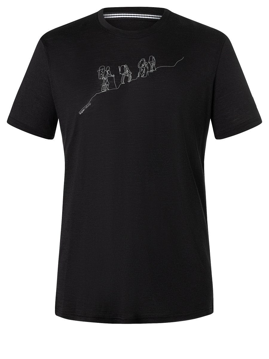 SUPER.NATURAL T-Shirt Merino T-Shirt Merino-Materialmix cooler Print, Grey Black/Feather TEE funktioneller M Jet HIKING