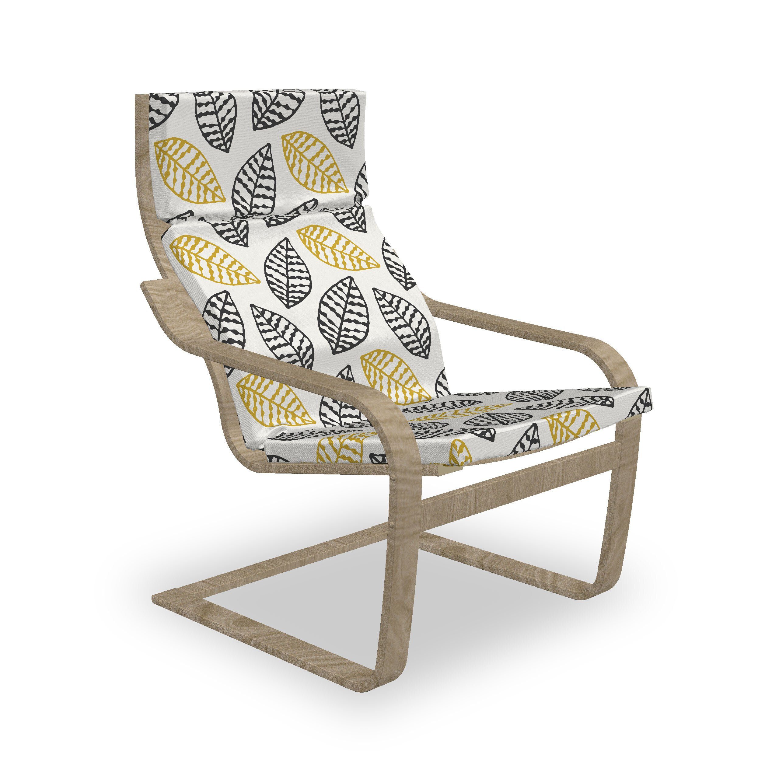 Abakuhaus Stuhlkissen Sitzkissen mit Digital-Blätter-Muster und Hakenschlaufe weiss Stuhlkissen Nicht-gerade mit Reißverschluss