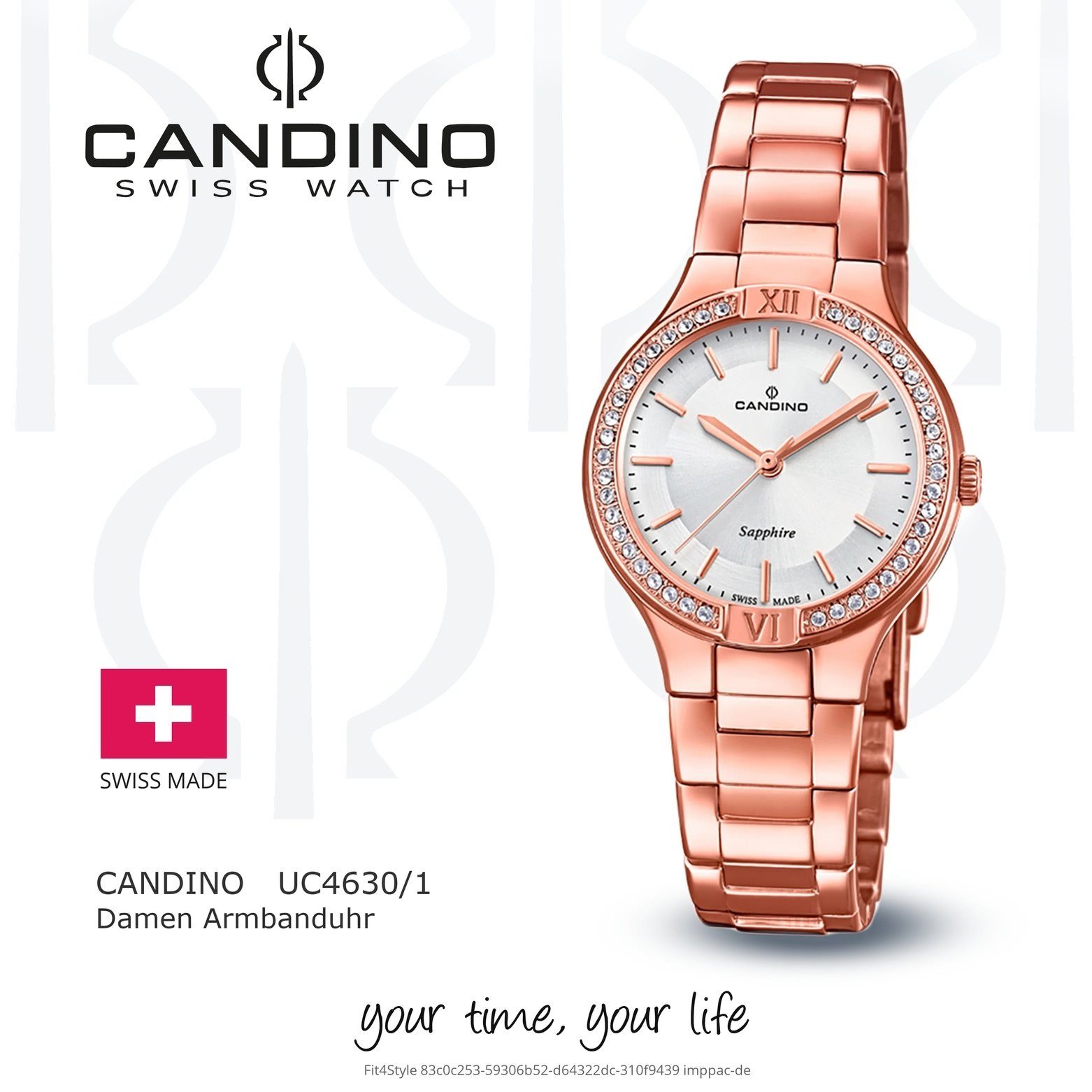 Quarzuhr Fashion Uhr Damen roségold, silber, C4630/1, Damen rund, Edelstahlarmband Candino Candino Analog Armbanduhr