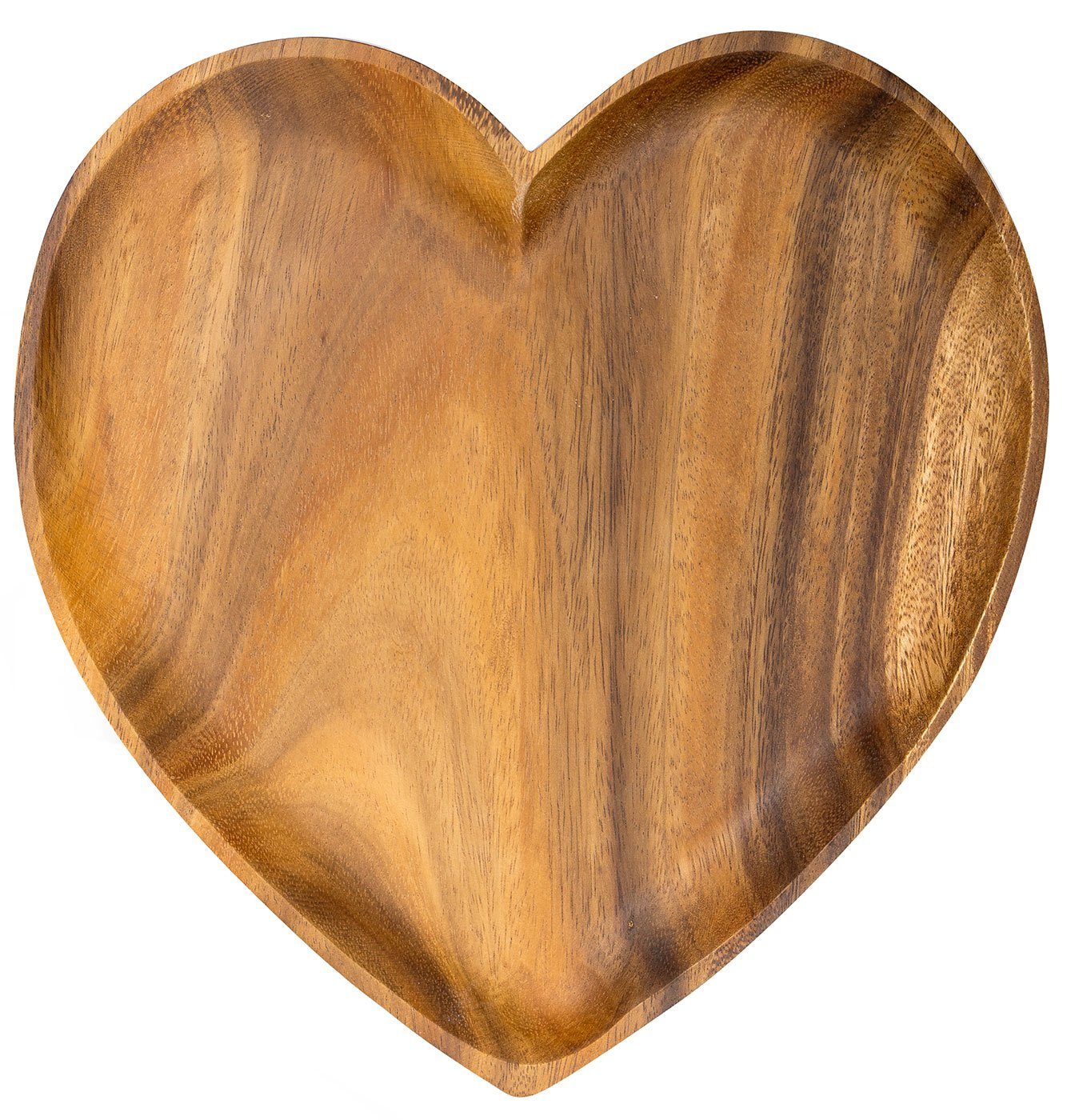 Levandeo® Dekoteller, Holzschale Akazie 25cm Herz Teller Snackschale Schale Obstschale