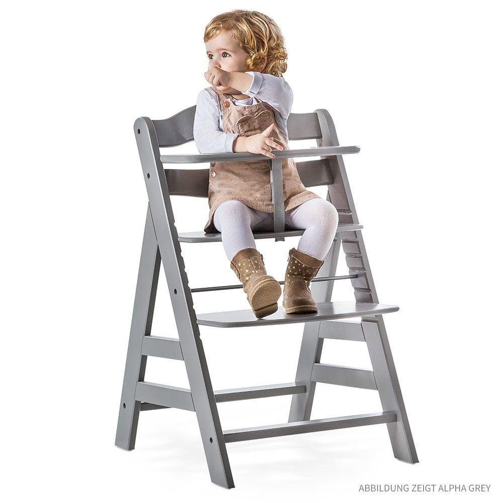 Sitzauflage Kinderhochstuhl Hauck Mitwachsender Plus Holz Hochstuhl höhenverstellbar Alpha White, mit