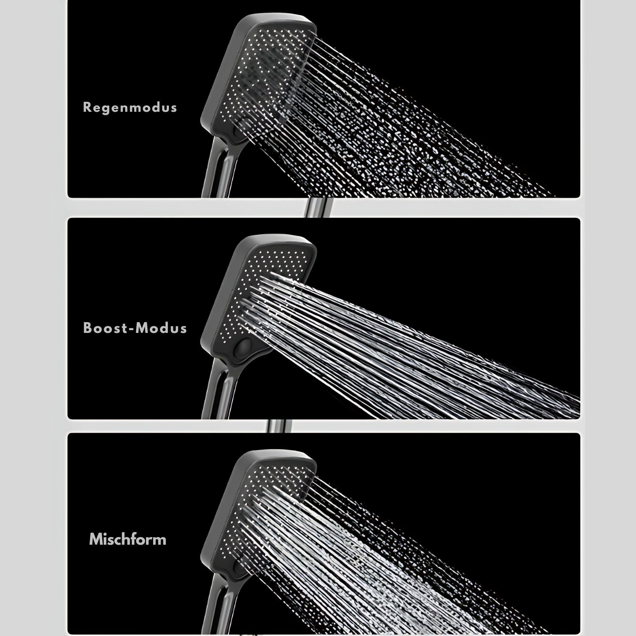 LuxaSteel shower fitting, shower system, rain shower with thermostat, LED lighting, LED display