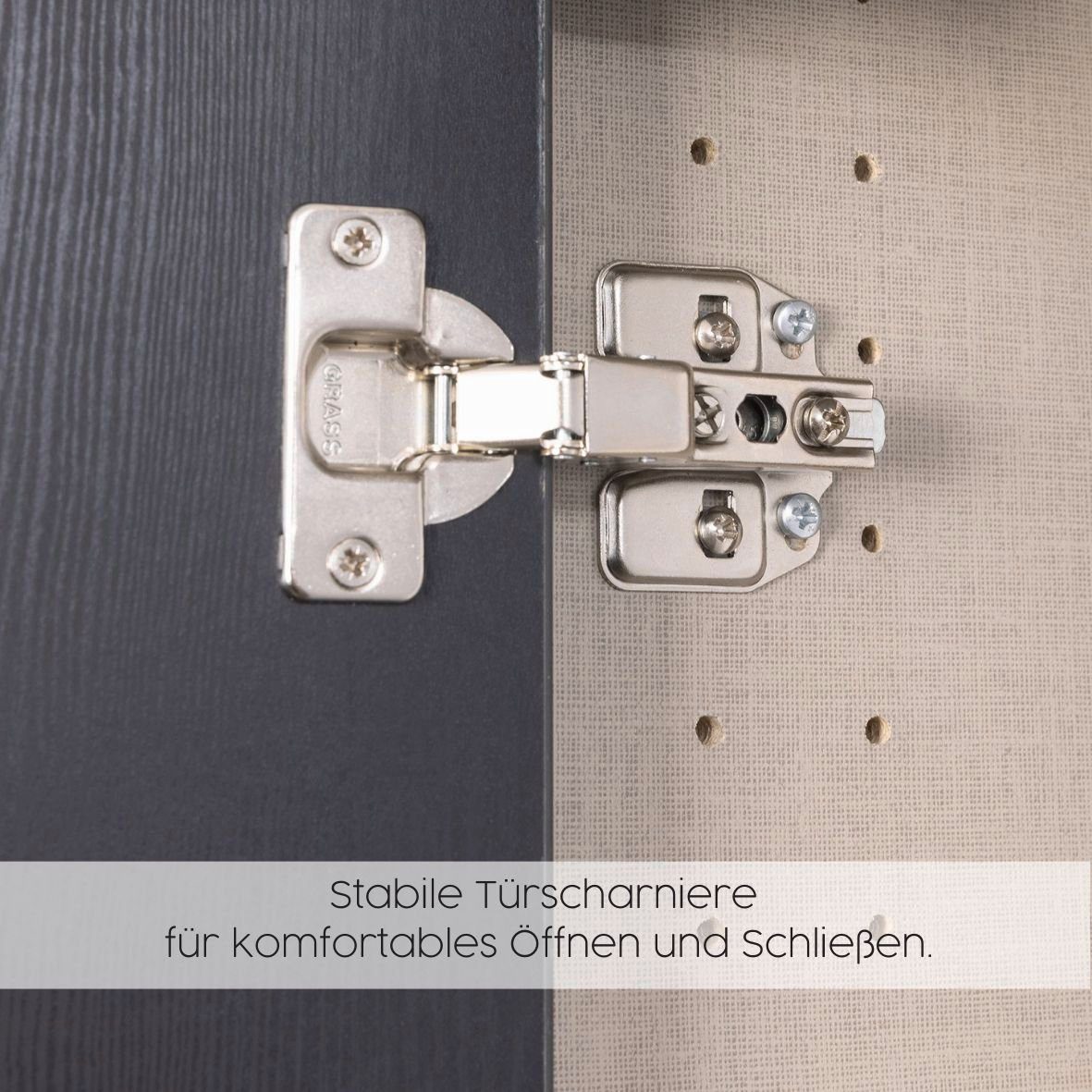 rauch Drehtürenschrank Artisan eleganter mit alpinweiß/Eiche Lamellenabsetzung Lamella