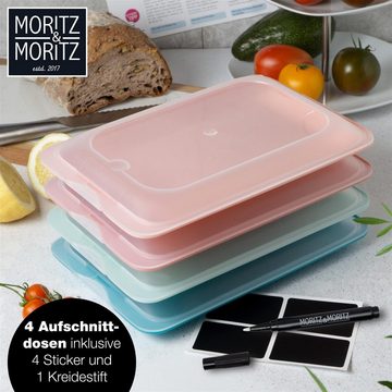 Moritz & Moritz Frischhaltedose Moritz & Moritz Aufschnittdosen bunt, Kunststoff, (4er Set, 8-tlg), Frischhaltedosen mit Deckel zur Aufbewahrung von Wurst, Käse, uvm.