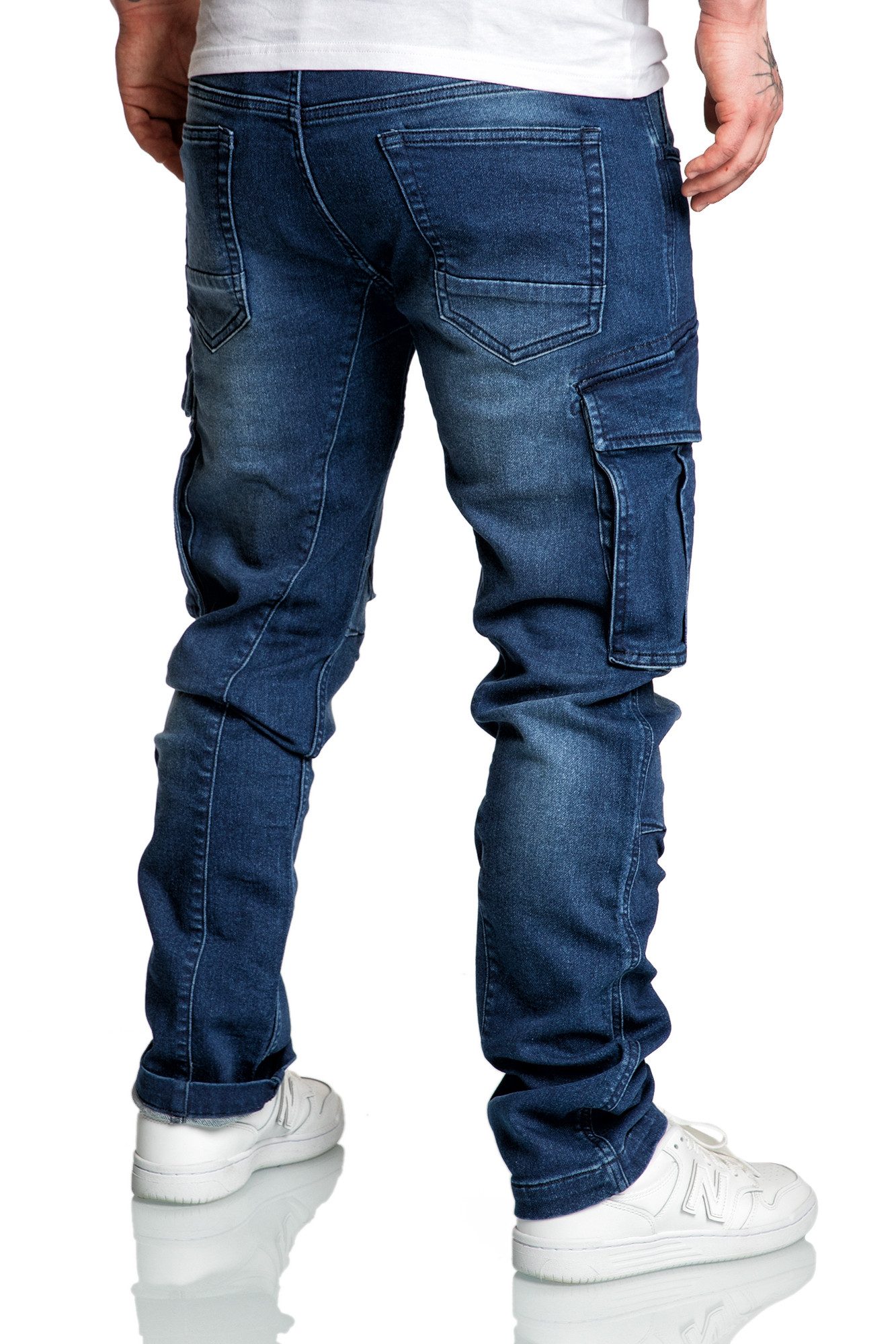 Amaci&Sons Cargojeans LINNDALE Sweathose im Denim Look Herren Sweathose in Stretch Denim Jeans