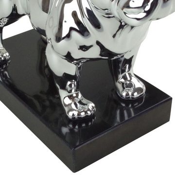 Casablanca Dekoobjekt Kunstobjekt Dekofigur einer franz. Bulldogge auf Marmorsockel stehend, hochwertige Optik