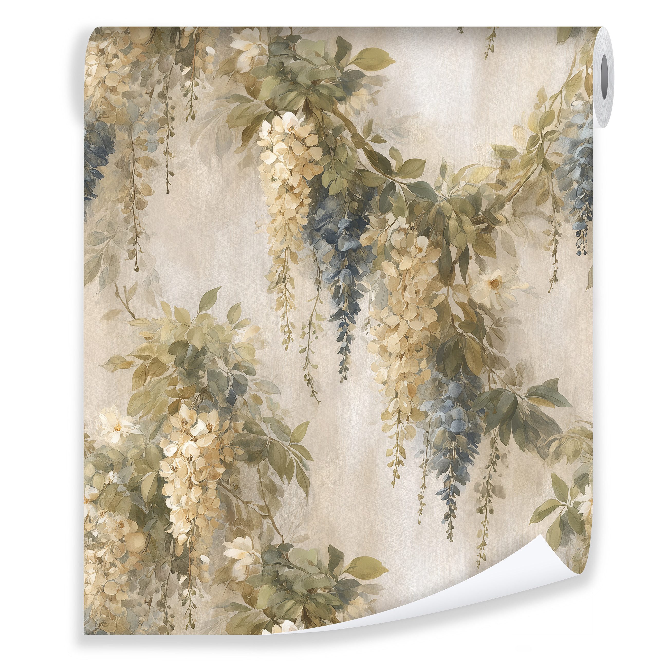 Fototapete Blumen Vintage - Mehrfarbig - Klassisch - Vlies - Schlafzimmer
