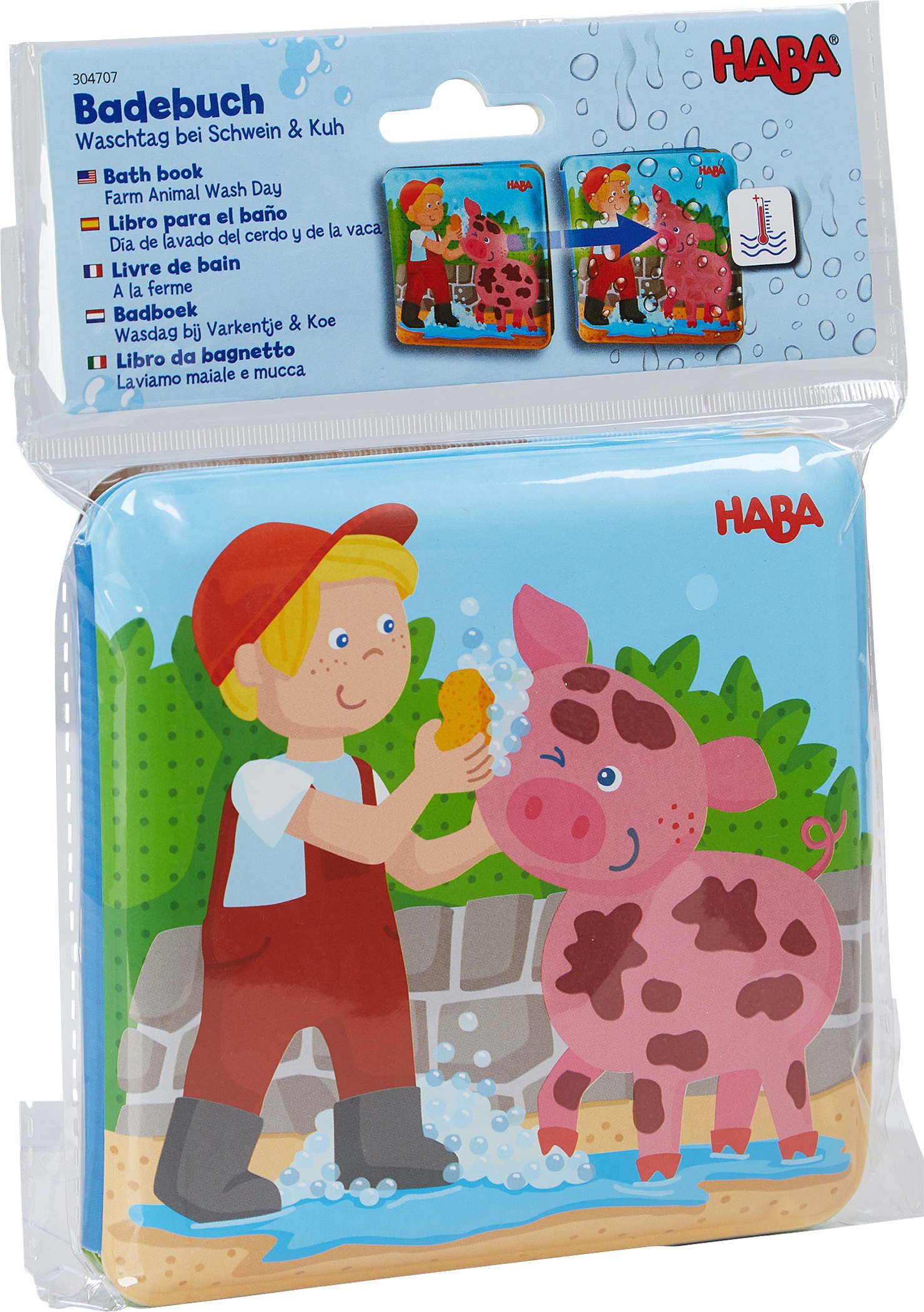 Haba Stoffbuch Babywelt Babyspielbuch Badebuch Waschtag bei Schwein & Kuh 2011705001
