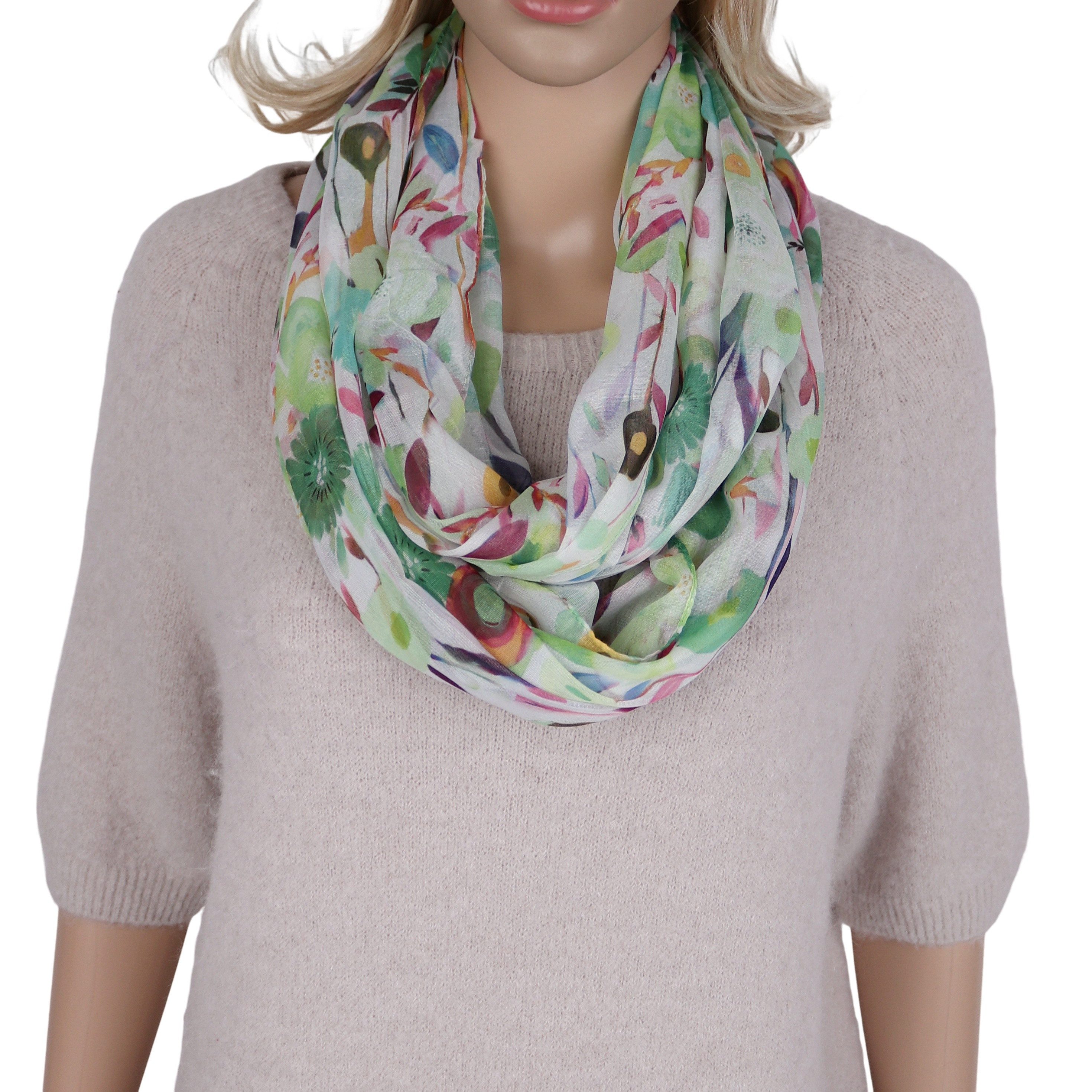 MIRROSI Loop Damen Schal mit Tollem Muster Weich aus 100% Viskose, Schlauch günstig online kaufen