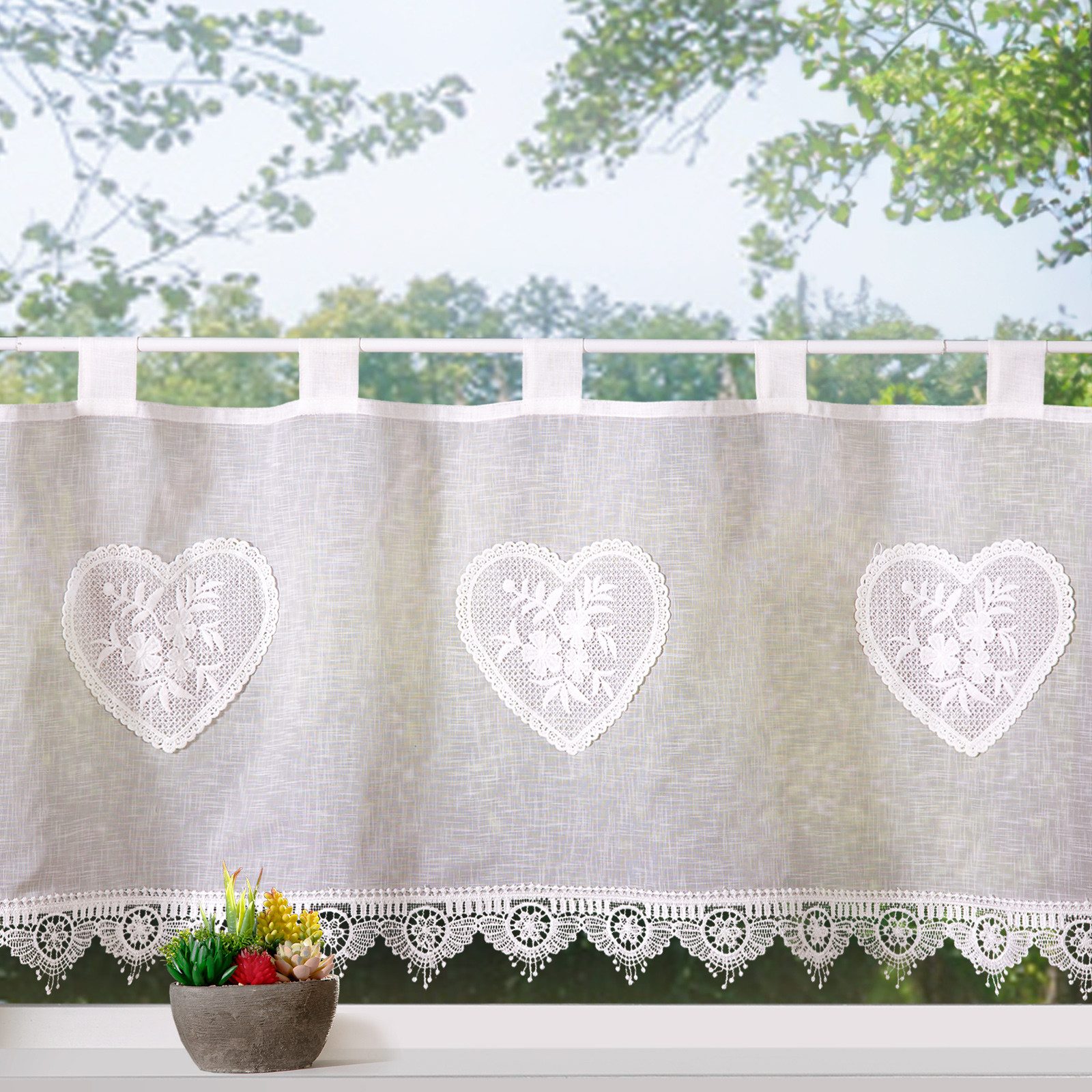 heimtexland Scheibengardine Landhaus Gardine Leinen Optik natur Kurzstore ( günstig online kaufen