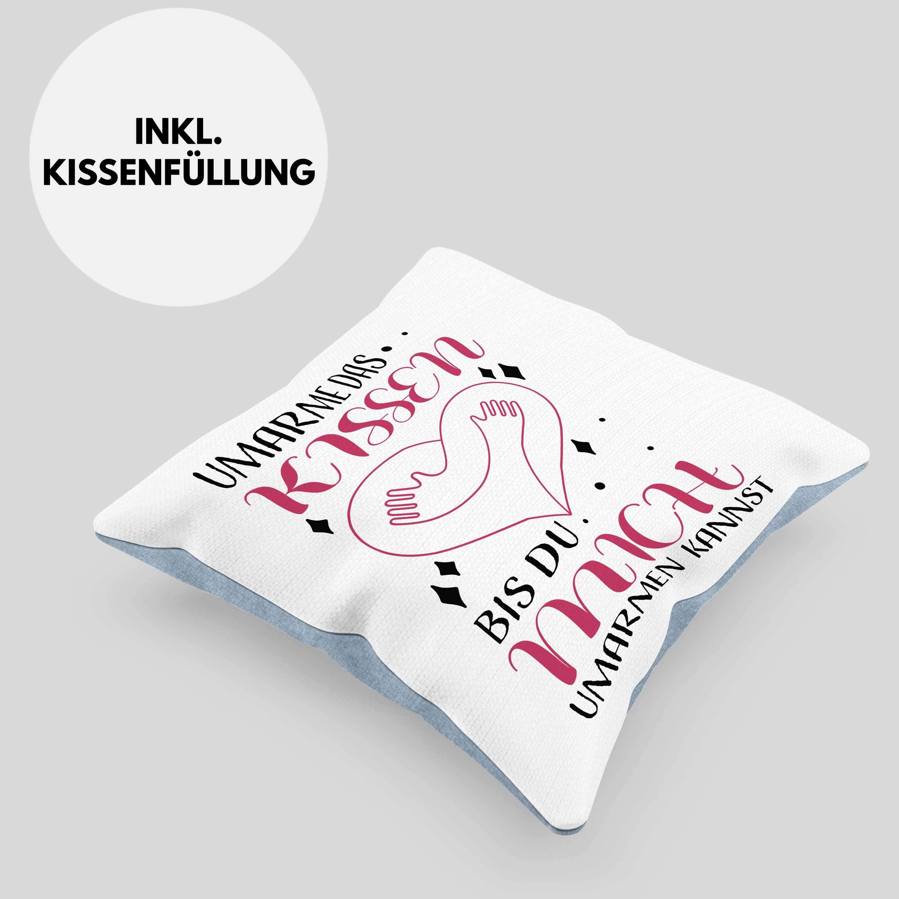 Blau Das mit Füllung Geschenk - Freund Umarme Trendation Geschenkidee Freundin Kissen Trendation Liebe 40x40 Fernbeziehung Dekokissen Valentinstag Dekokissen