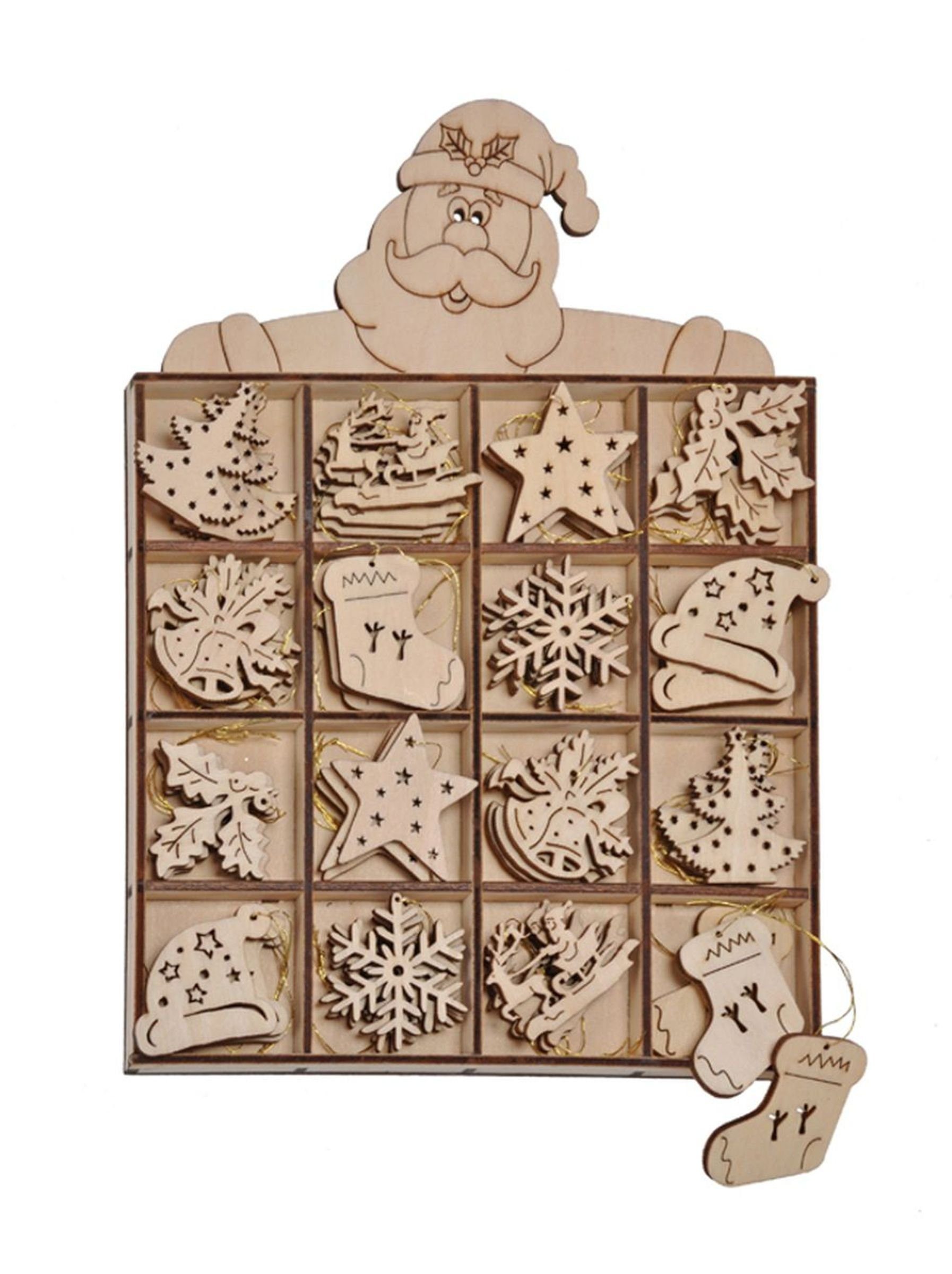 Gravidus Christbaumschmuck Holz-Aufhänger-Set Weihnachtsbaum Schmuck 48 Figuren