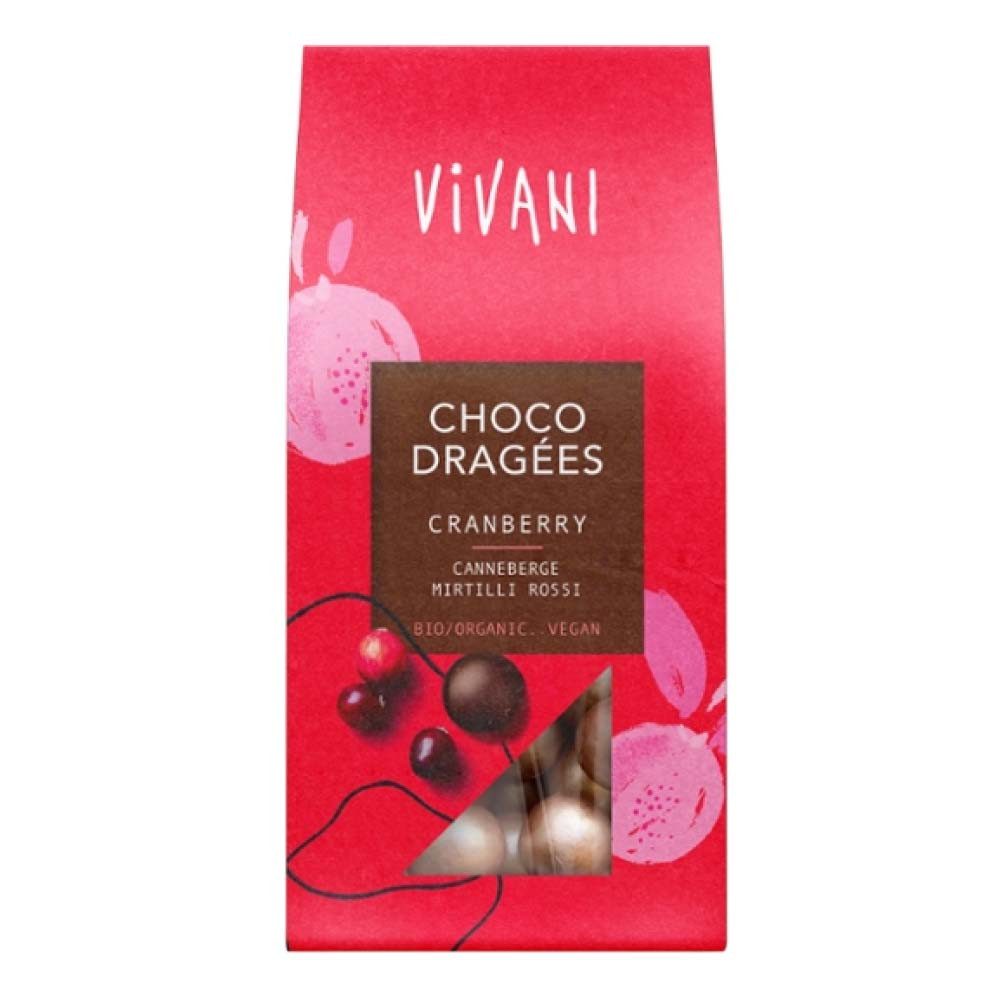 Vivani Süßigkeit Choco Dragées - Cranberry 75g