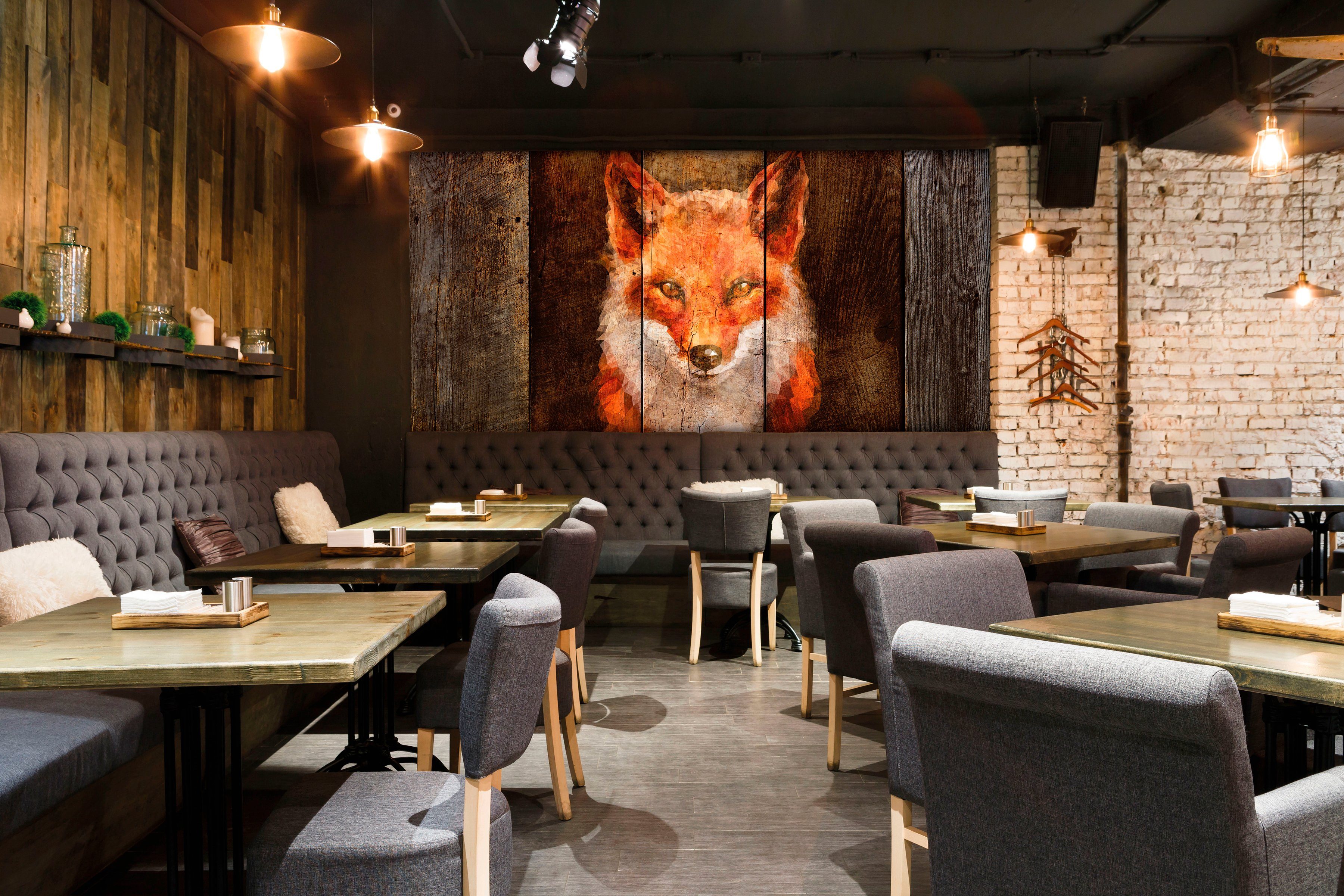 Architects Paper Fototapete Atelier 47 Polygon Fox 2, glatt, Holz, (4 St), Vlies, Wand, Schräge, Decke