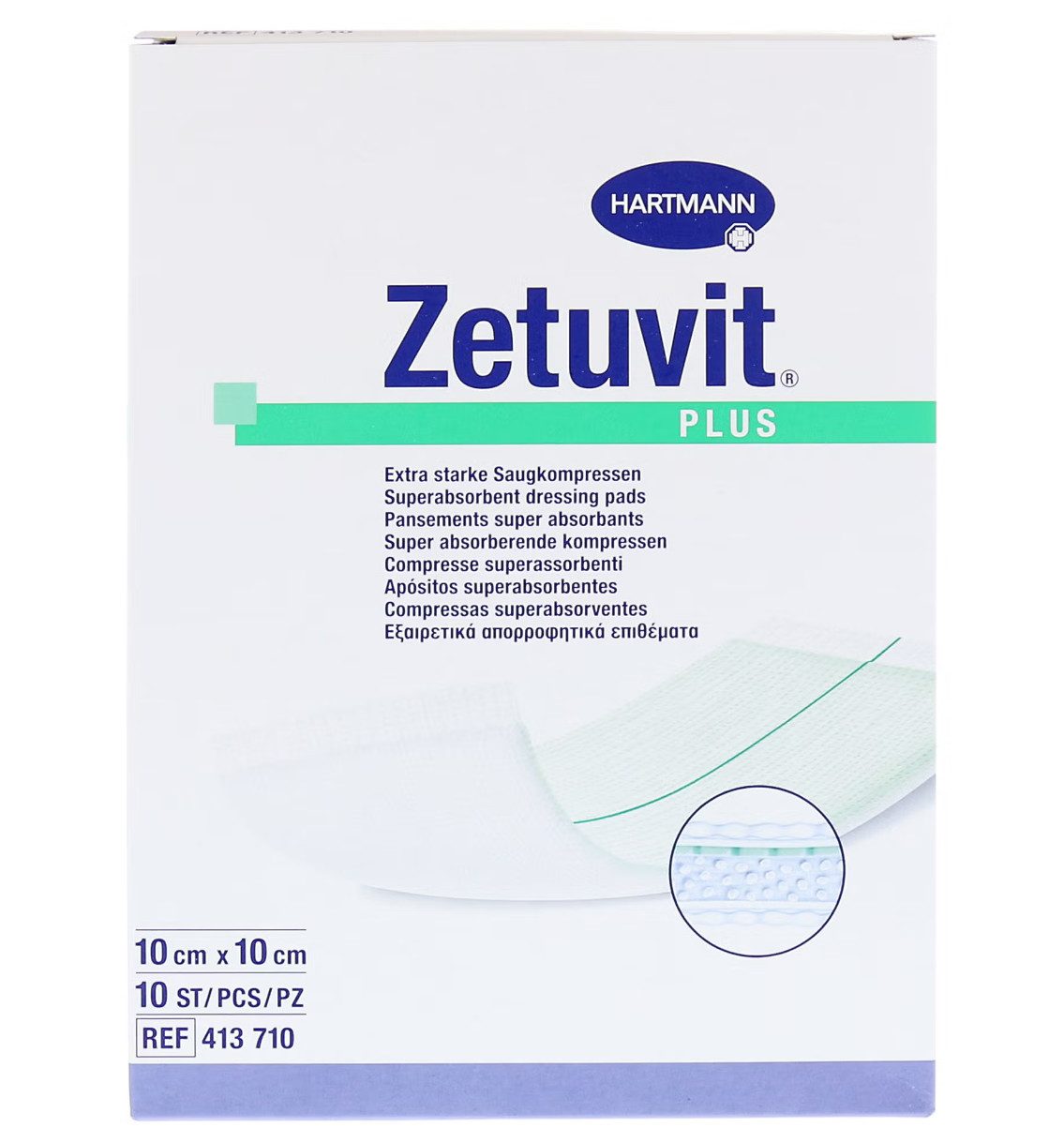 PAUL HARTMANN AG Gips-und Verbandschutz ZETUVIT Plus extrastarke Saugkompr.steril 10x10 cm, Exsudierende Wunden behandeln