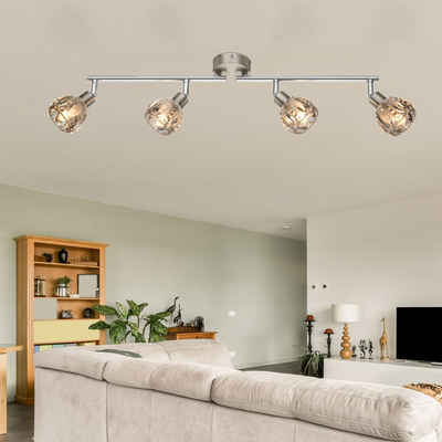 etc-shop LED Deckenleuchte, Leuchtmittel inklusive, Warmweiß, LED Decken Lampe Wohn Ess Zimmer Kristall Glas Strahler