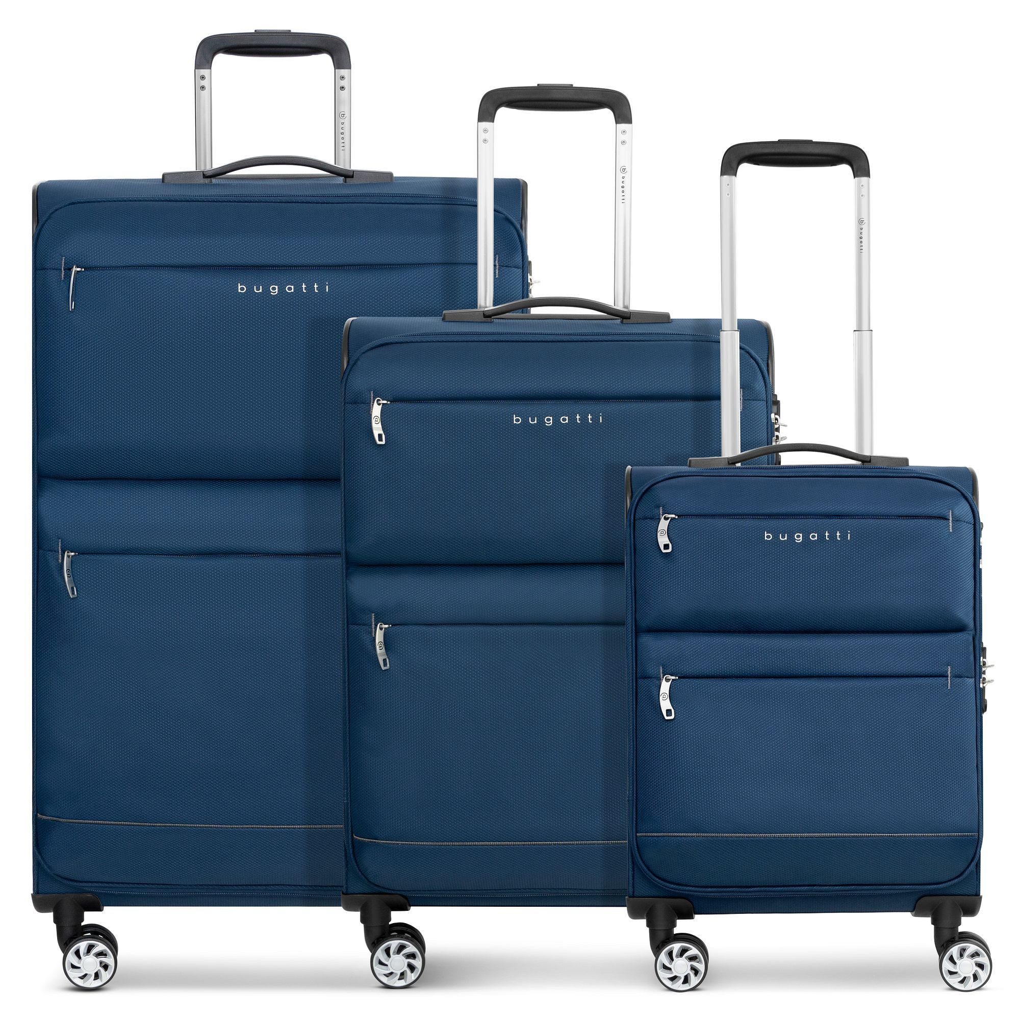 bugatti Trolleyset Go Light Soft, 4 Rollen, (3-teilig, 3 tlg), Polyester