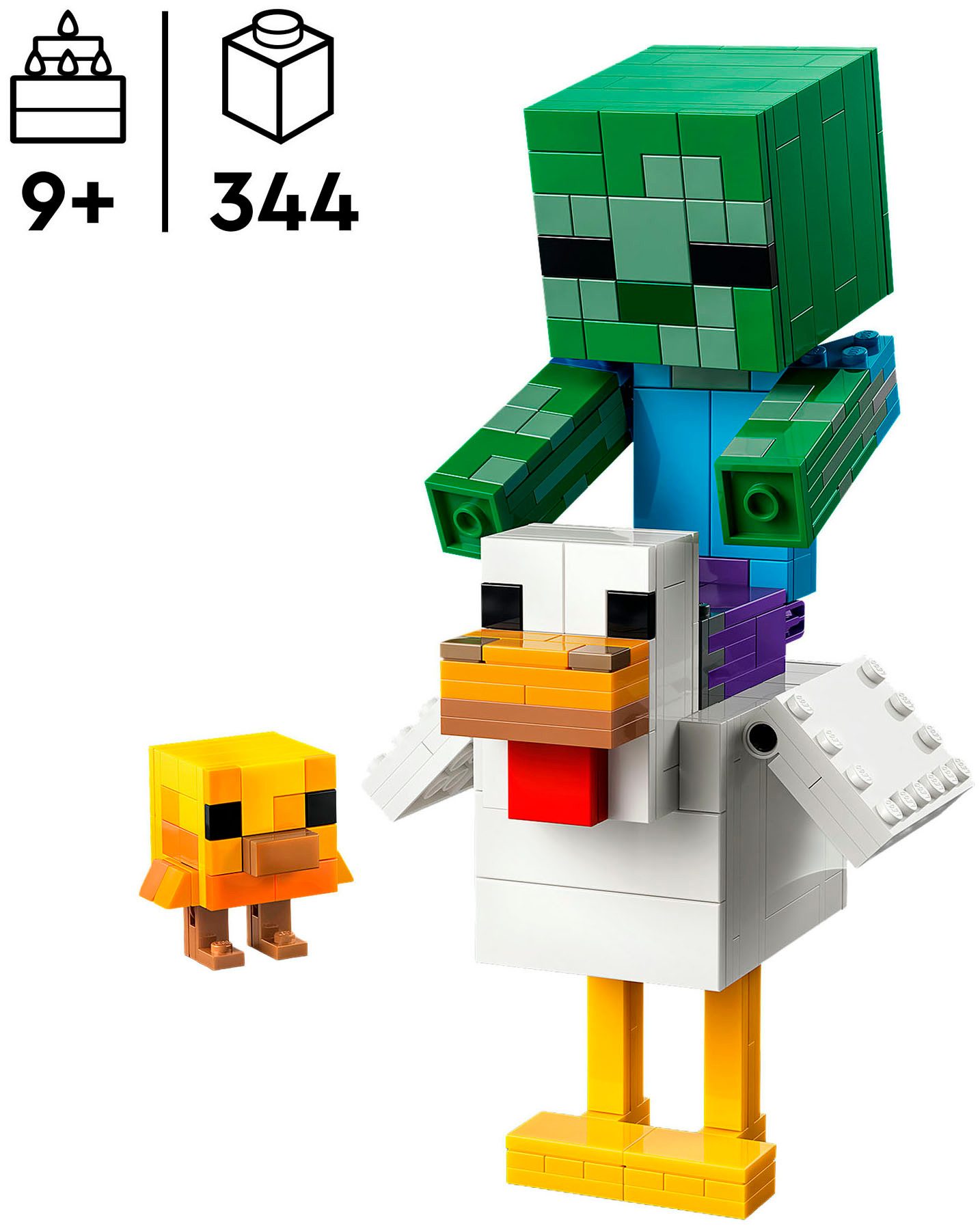 LEGO® Hühnerreiter (21582), LEGO Minecraft Konstruktionsspielsteine, (344 St), Made in Europe