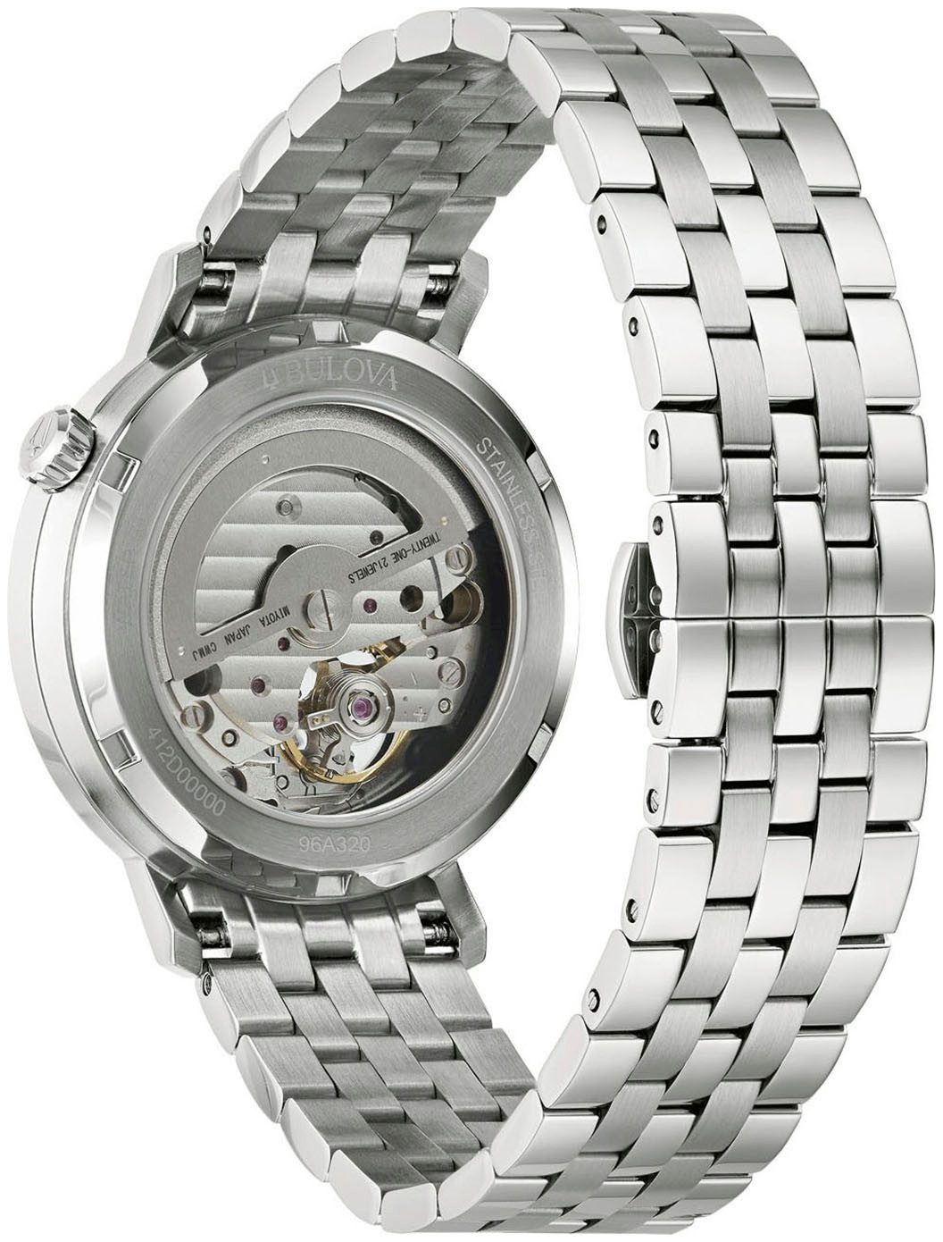 Bulova Automatikuhr 96A320, Armbanduhr, Herrenuhr, Mechanische Uhr, Edelstahlarmband, analog