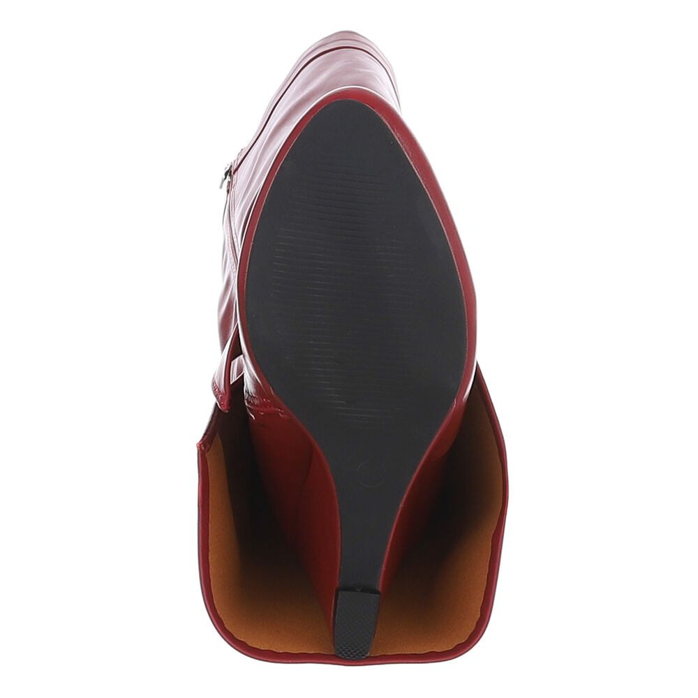 Ital-Design Overknee-Stiefel mit Blockabsatz und Zip-Verschluss Keilstiefel (90458223) Keilabsatz/Wedge Stiefel in Rot