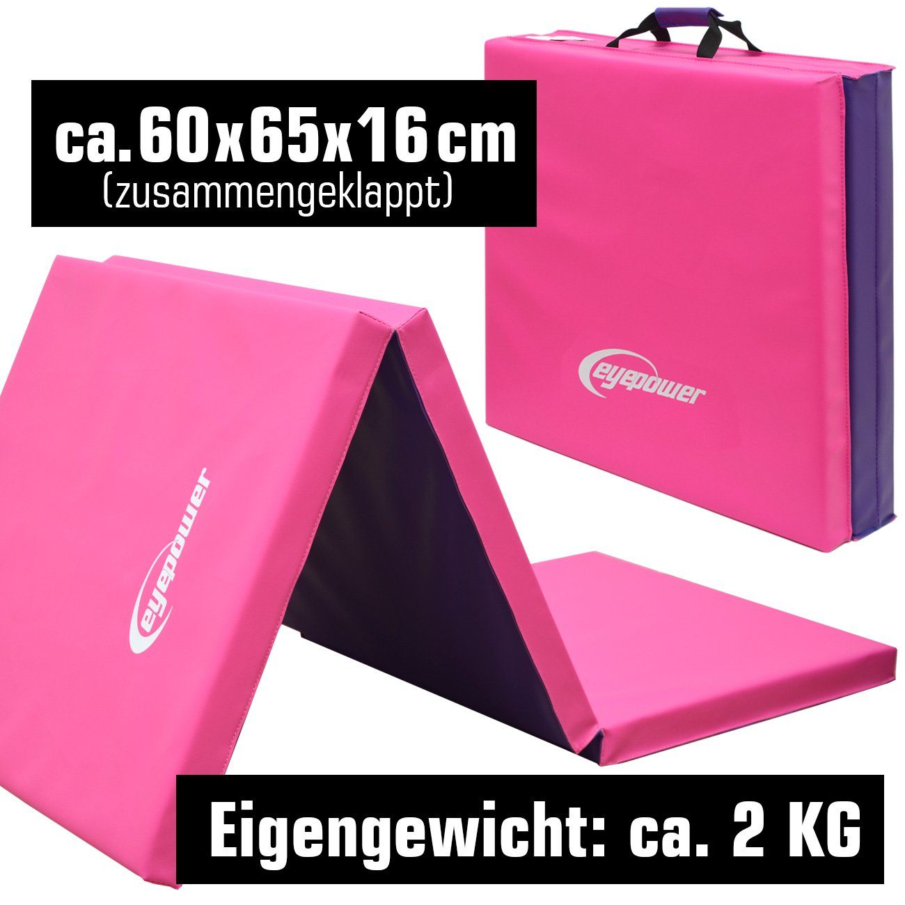 Weichbodenmatte Sport-, pink Gymnastikmatte Bodenmatte, eyepower XL Fitnessmatte Turn- und