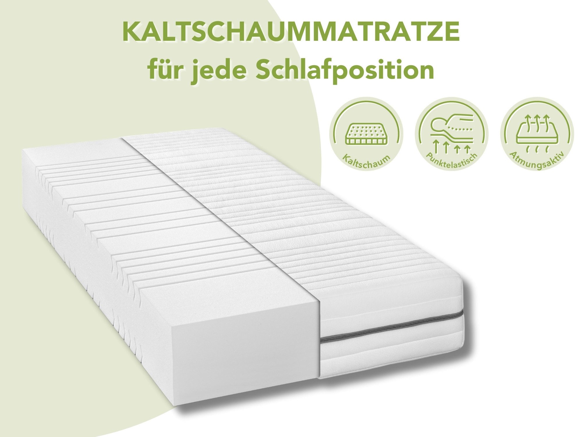 Kaltschaummatratze Silber, 7 Zonen Matratze 90x200 günstig online kaufen