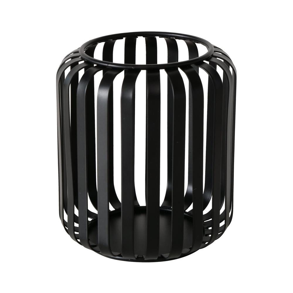 BOLTZE Windlicht Viki, Schwarz Metall Rund 12 cm