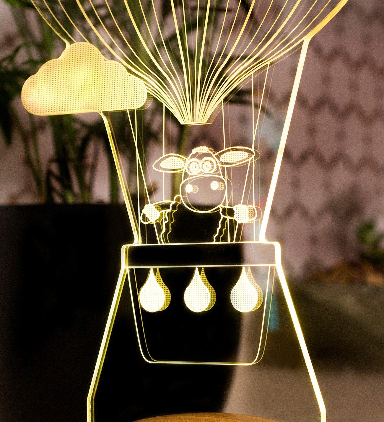 Geschenkelampe LED Nachttischlampe Schaf im Heißluftballon 3D Geburtstagsgeschenke für Baby und Kinder, Leuchte 7 Farben fest integriert, Geburtstagsgeschenk für Baby, Tochter, Enkel, Sohn, Kinder