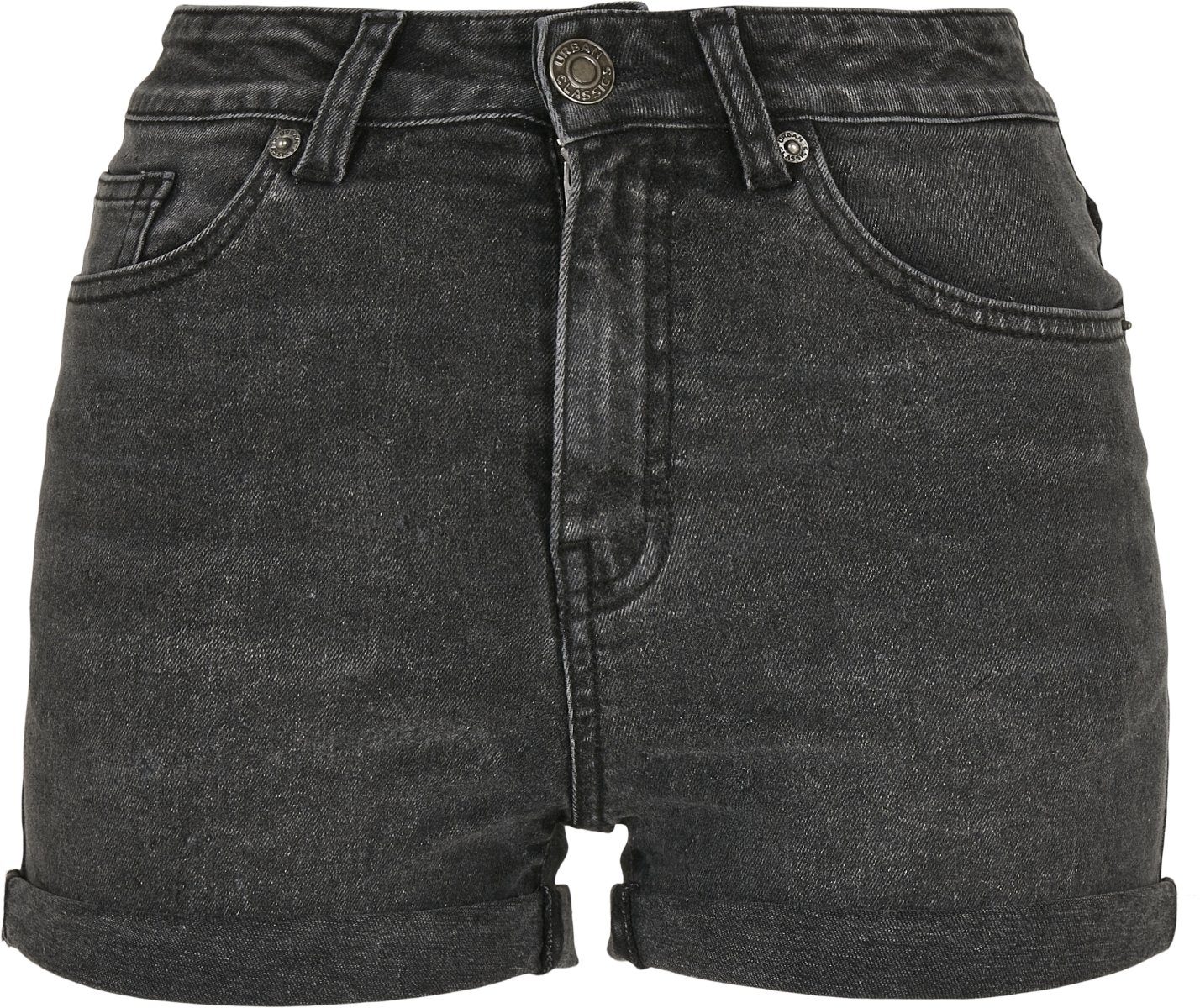 Ladies washed CLASSICS (1-tlg) Stoffhose black Pocket URBAN Shorts Damen stone 5