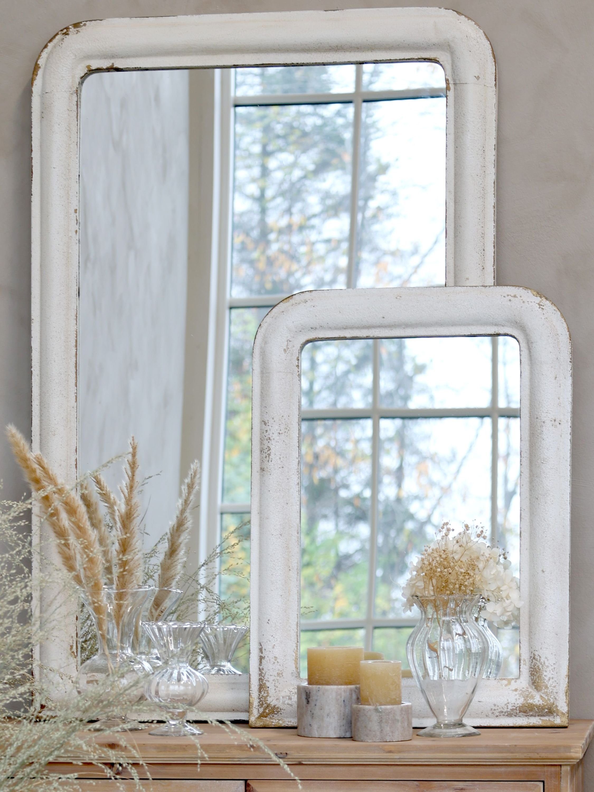 Chic Antique Wandspiegel Wandspiegel Spiegel Metallrahmen Antik Weiß Shabby Vintage Chic