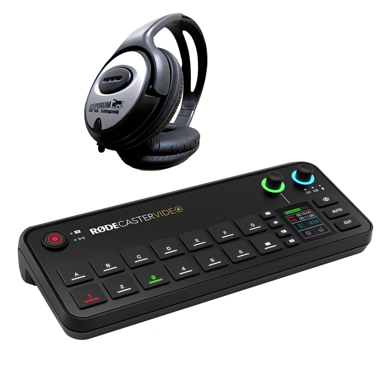 Rode Rodecaster Video Produktions-Konsole mit Kopfhörer Digitales Aufnahmegerät