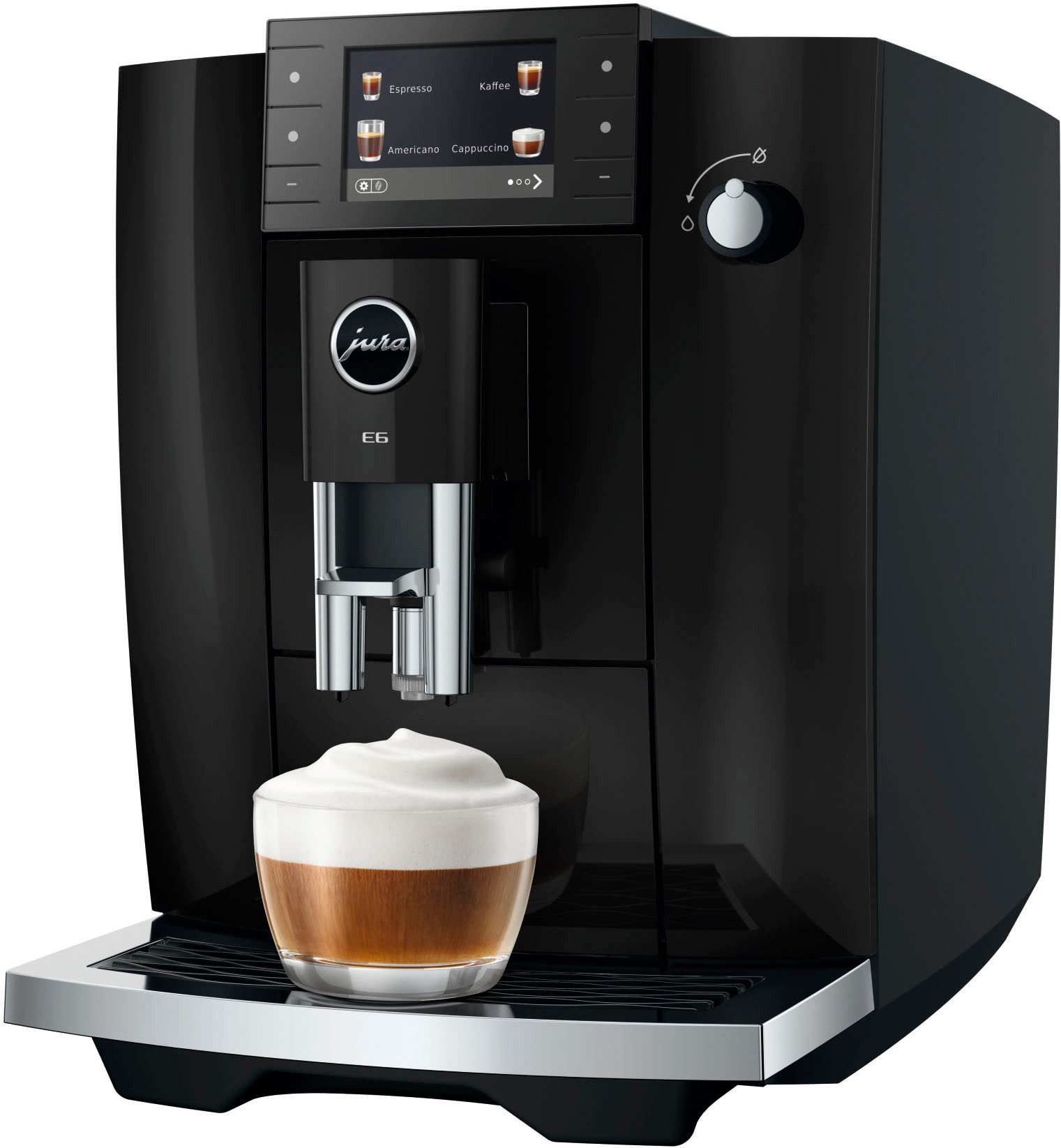 JURA Kaffeevollautomat 15642 E6 (ED), Piano Black, 17 Spezialitäten, Hot&Light Brew, Energiesparmodus