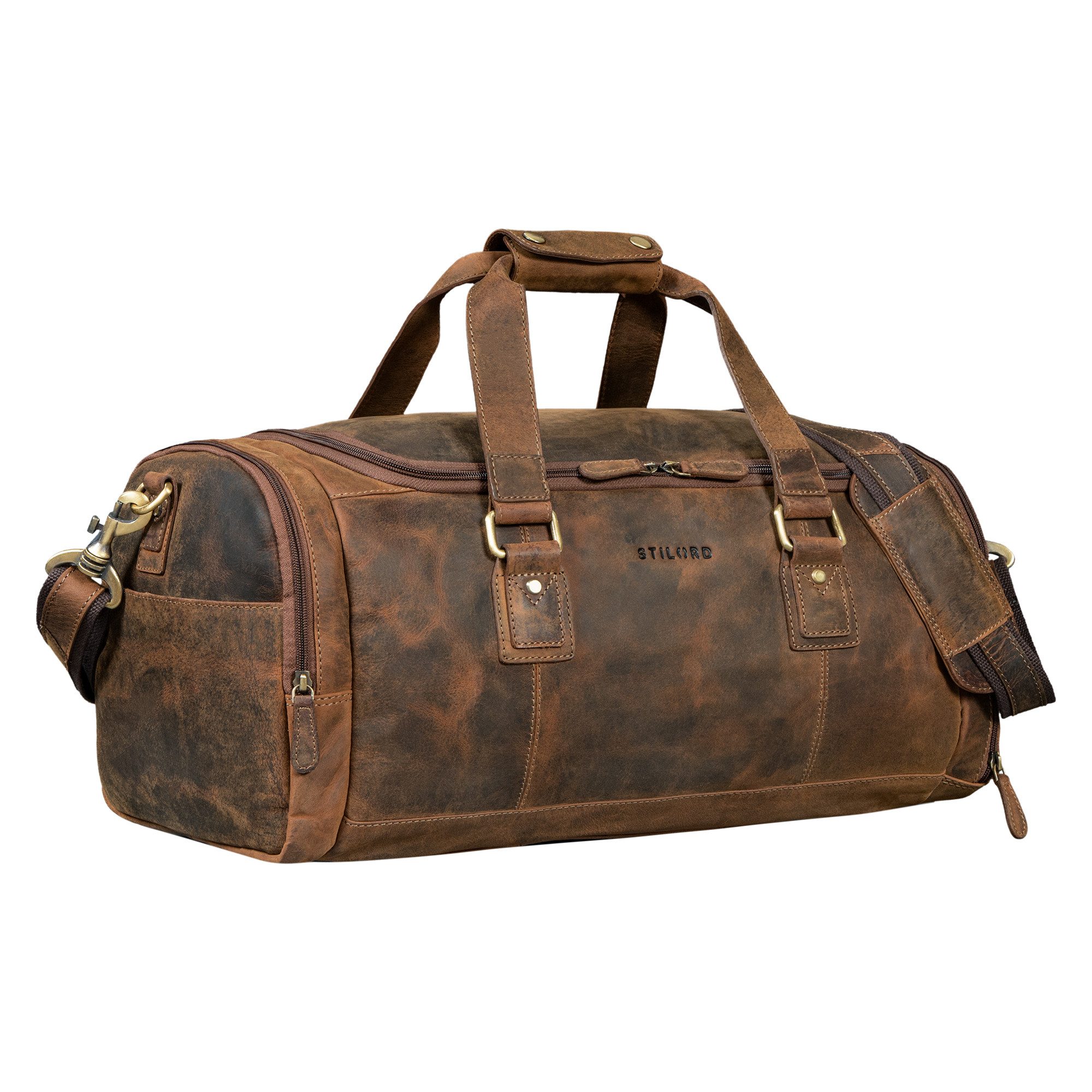 STILORD Weekender "Salvador" Robuster Weekender Herren Leder mit Schuhfach 30L