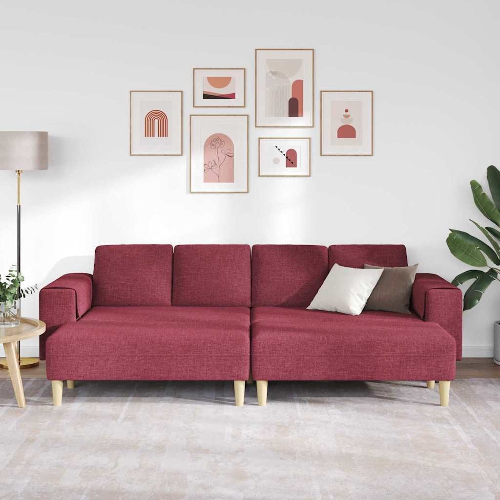 vidaXL Sofa Sofa Set Weinrot Stoff, günstig online kaufen