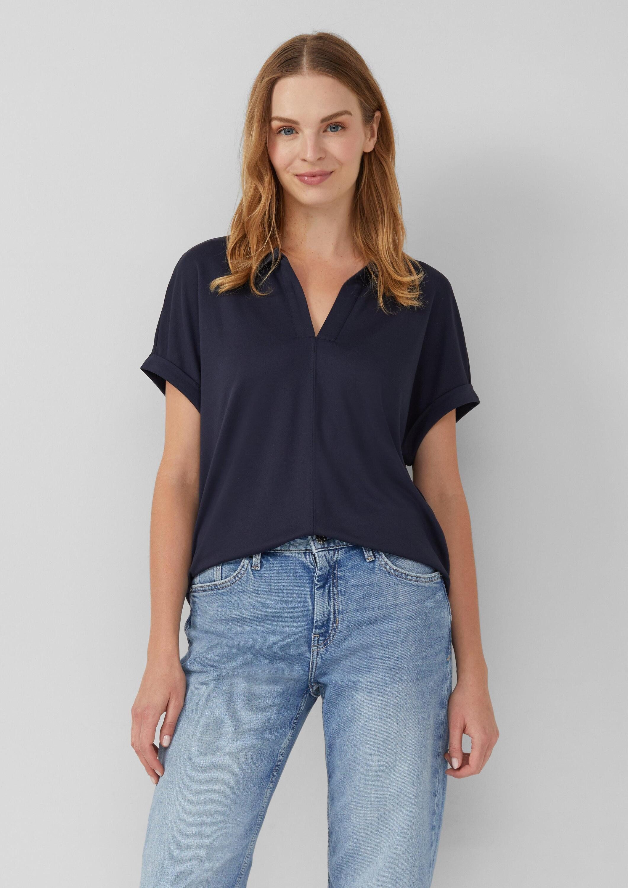 s.Oliver Kurzarmshirt T-Shirt Verkürztes Shirt mit Polokragen günstig online kaufen