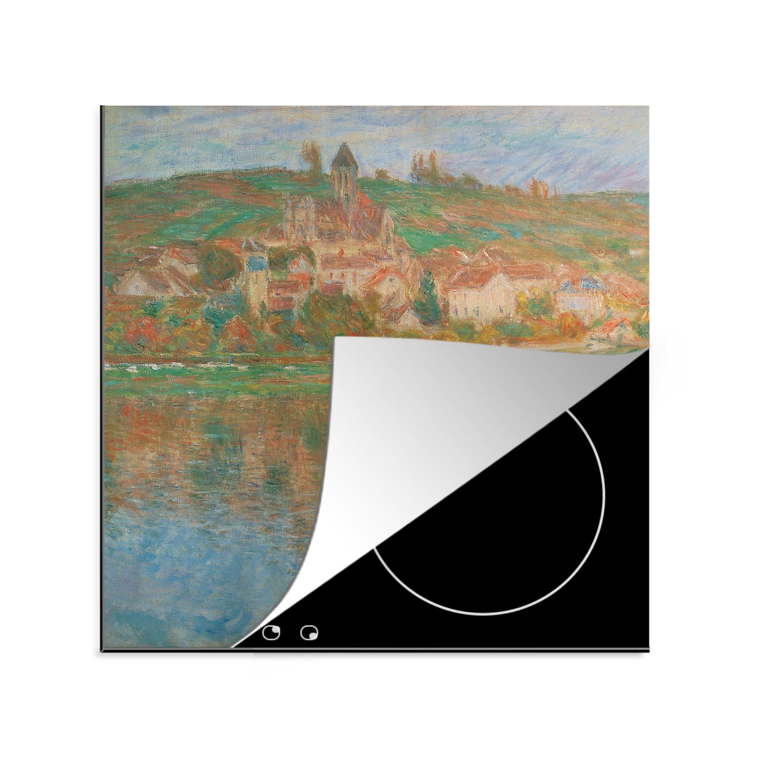 MuchoWow Herdblende-/Abdeckplatte Vétheuil - Claude Monet, Vinyl, (1 tlg), 78x78 cm, Ceranfeldabdeckung, Arbeitsplatte für küche