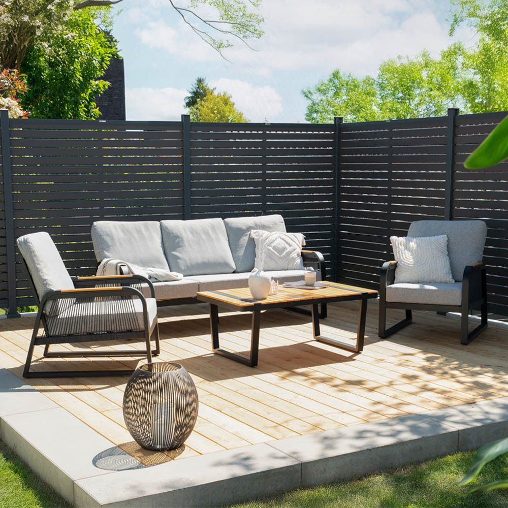 HOME DELUXE Gartenlounge-Set MARABA, (Komplettset, 4-tlg), inkl. Tisch & Auflagen, Sitzlounge, Gartenmöbelset