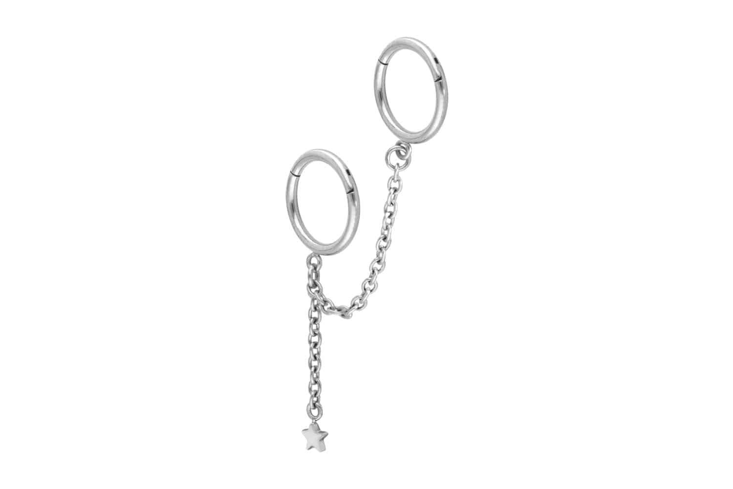 Piercing-Set Chirurgenstahl Segmentring Clicker 2 RINGE + KETTE + STERN