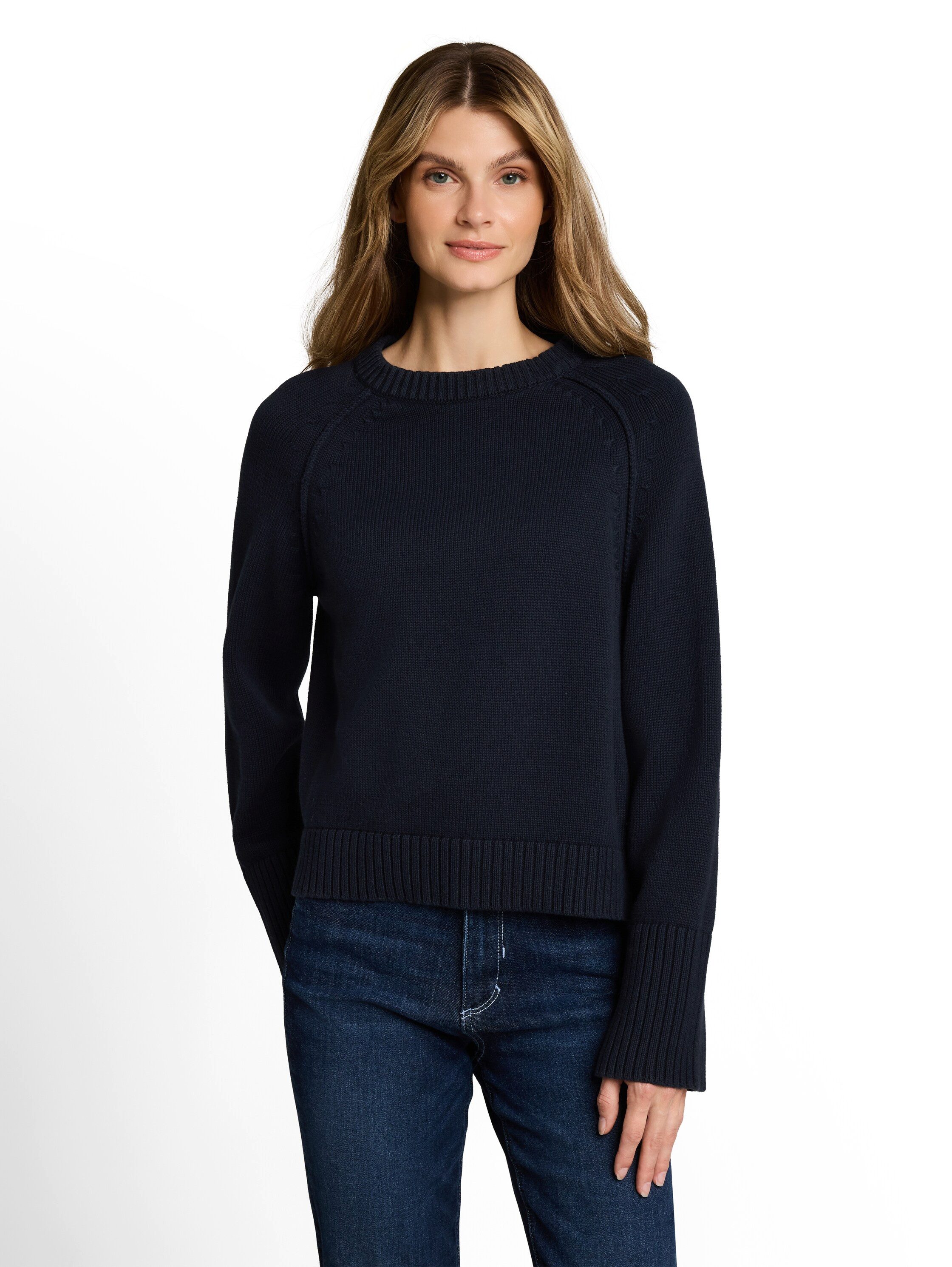 TOM TAILOR Strickpullover Loose mit Rundhals / Baumwolle / Loose Fit