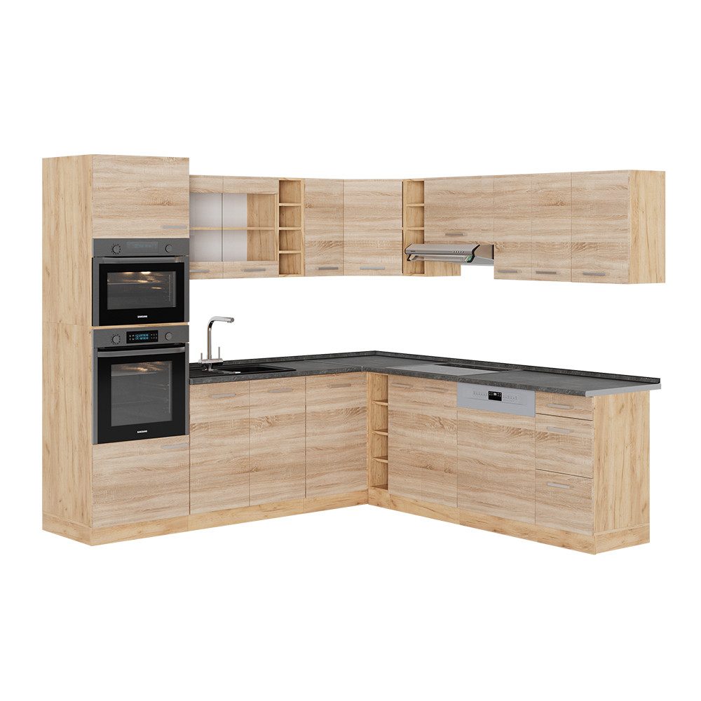 Vicco Winkelküche R-Line, Sonoma/Goldkraft Eiche, 237 günstig online kaufen